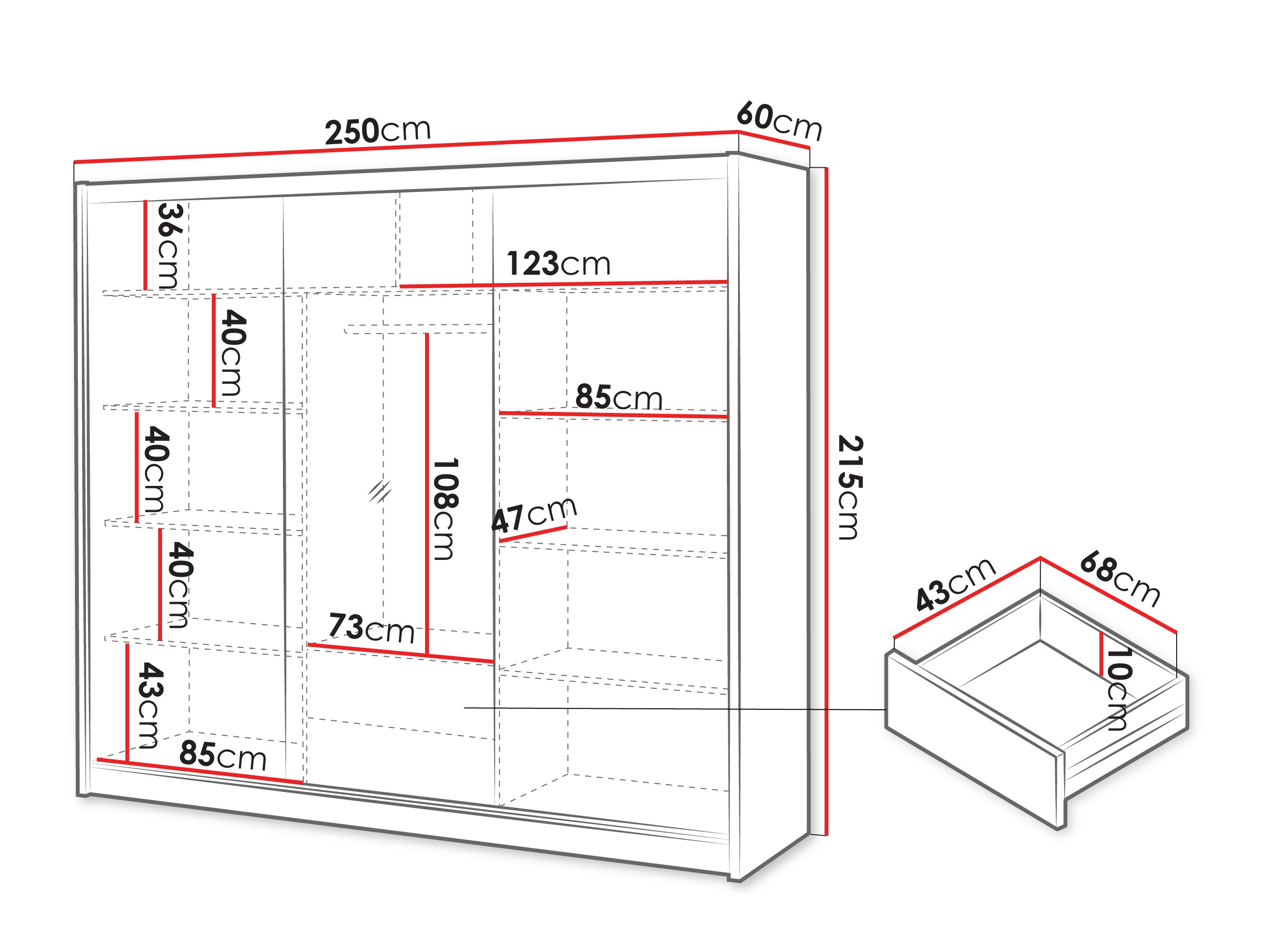 Kleiderschrank Gemes I (Wotan Eiche + Weiss)