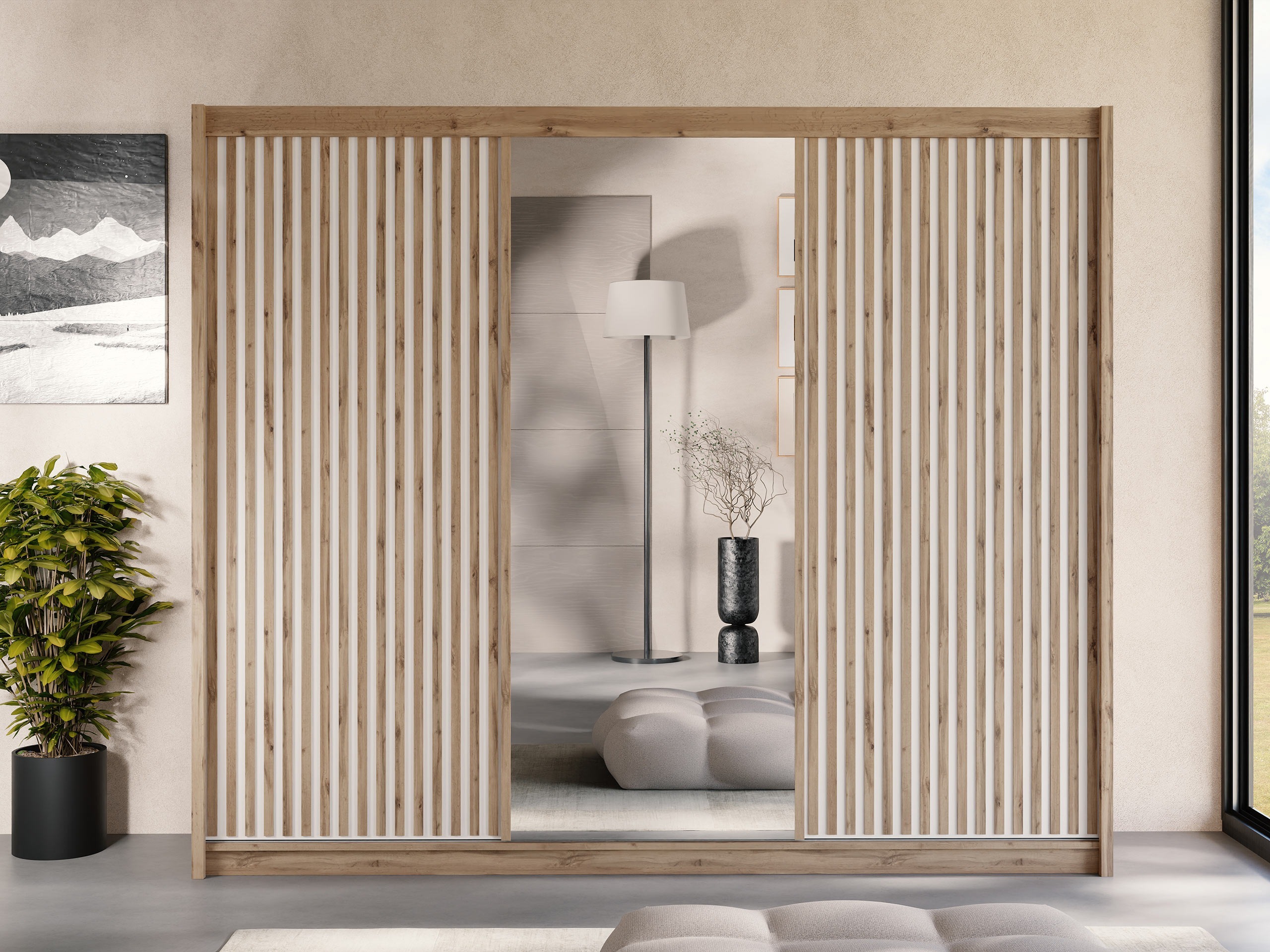 Kleiderschrank Honolulu 275 (Wotan Eiche + Weiss)