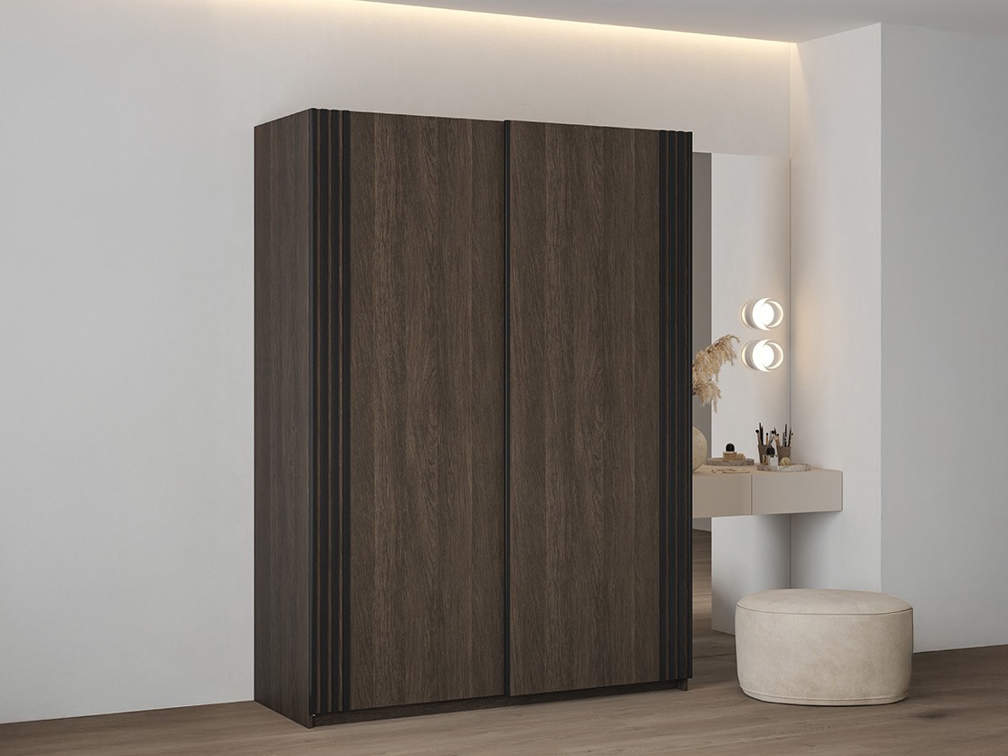 Kleiderschrank Austin 371 (Eichenholzoptik dunkel + Schwarz)
