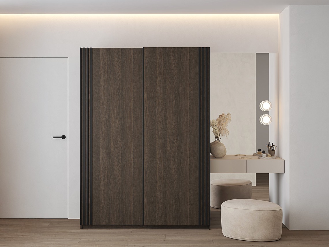 Kleiderschrank Austin 371 (Eichenholzoptik dunkel + Schwarz)