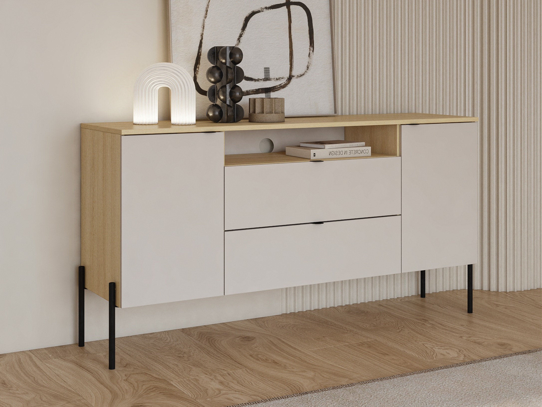 Kommode Levtenu 114 (Eiche + Kaschmir)