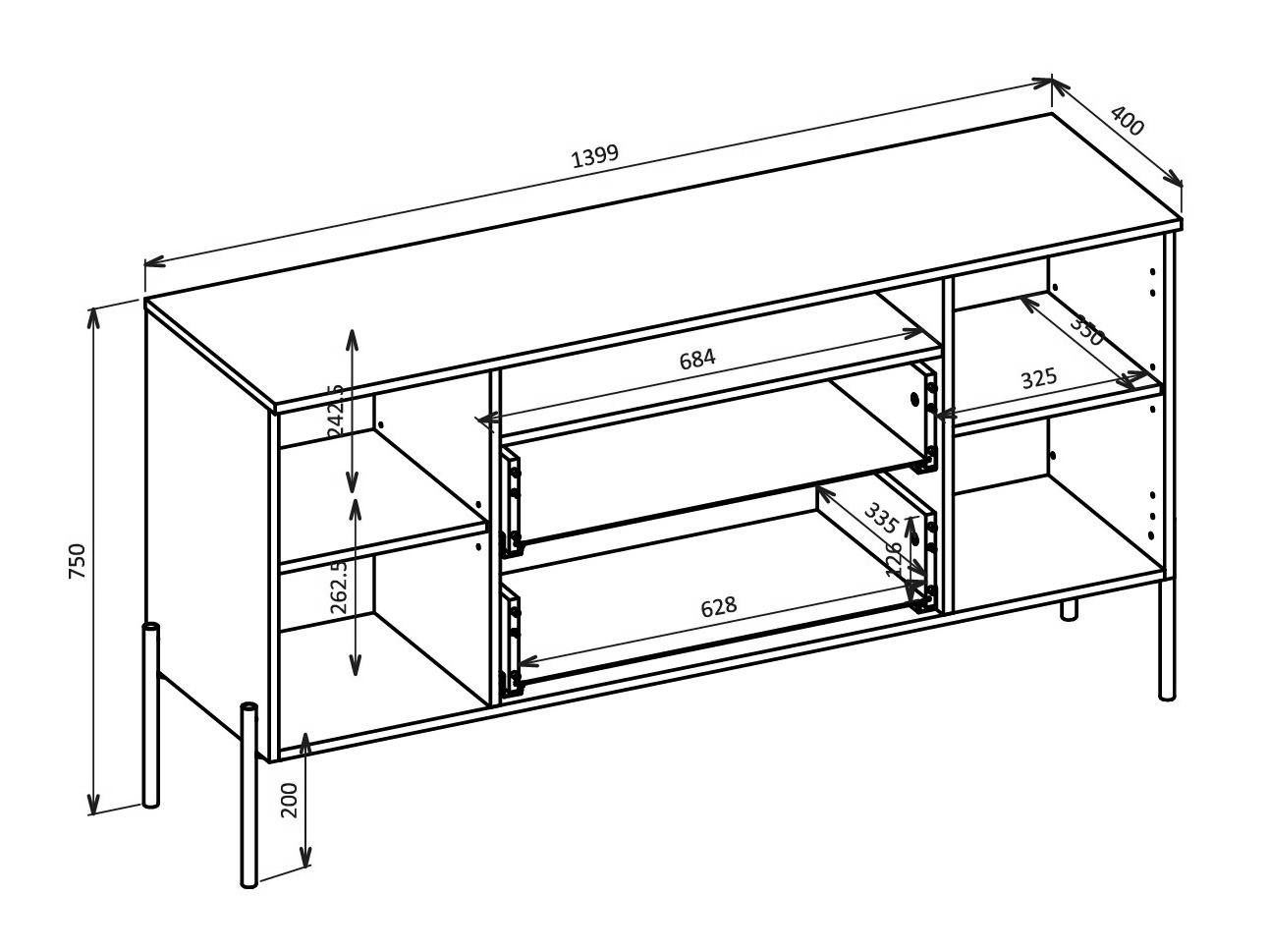 Kommode Levtenu 114 (Eiche + Kaschmir)