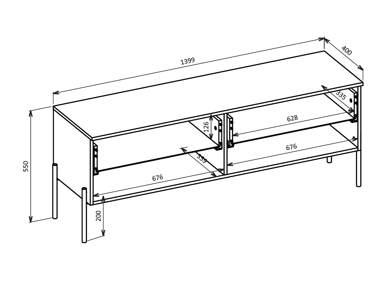 TV-Möbel Levtenu 108 (Eiche + Kaschmir)
