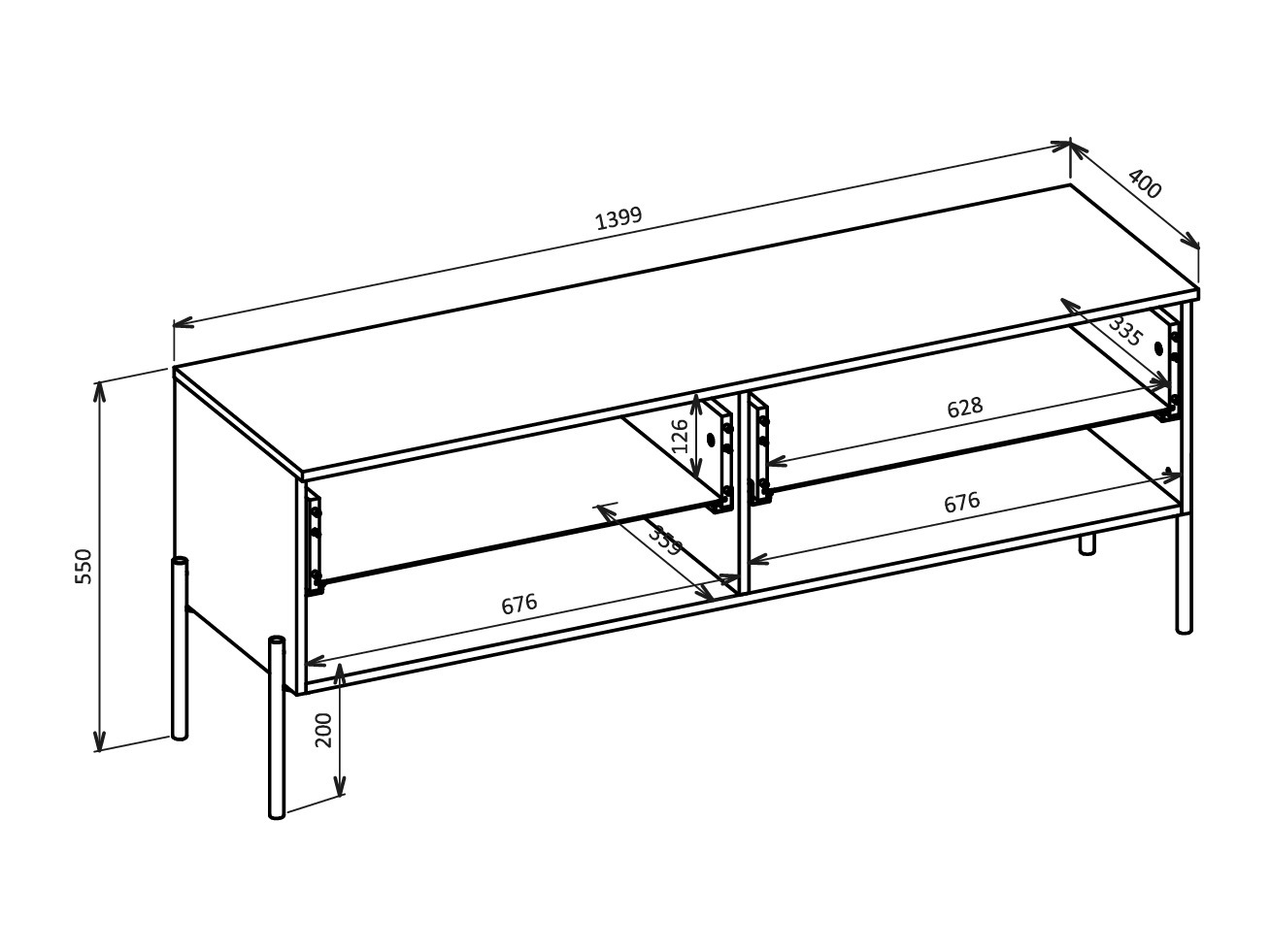 TV-Möbel Levtenu 108 (Eiche)