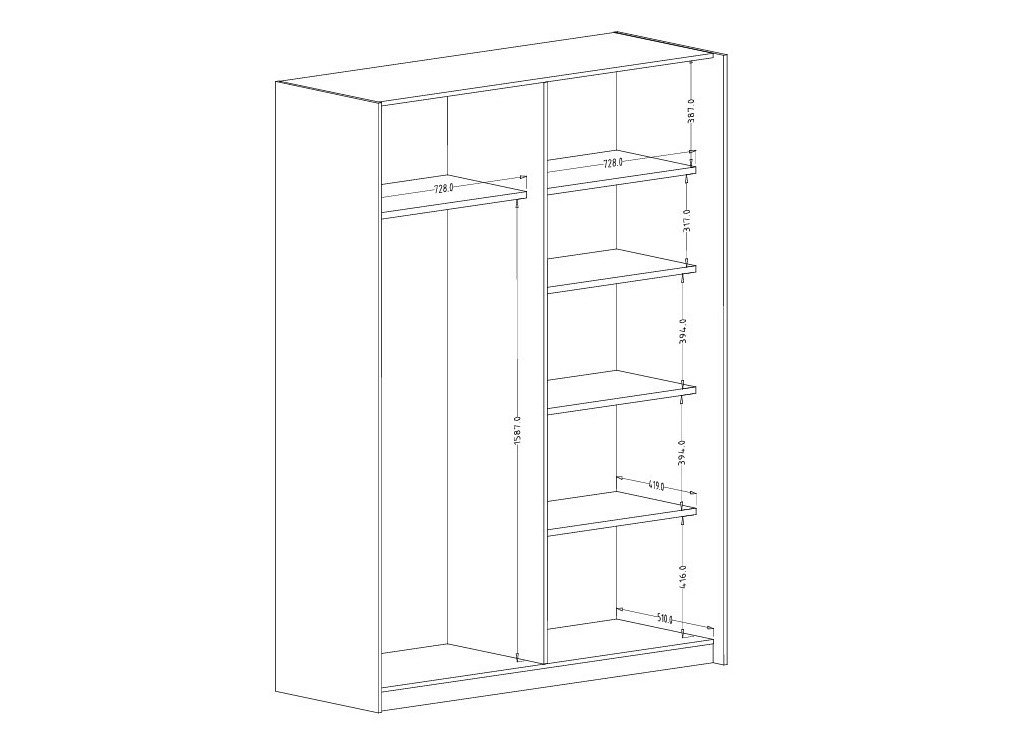 Kleiderschrank Austin 371 (Eichenholzoptik dunkel + Schwarz)