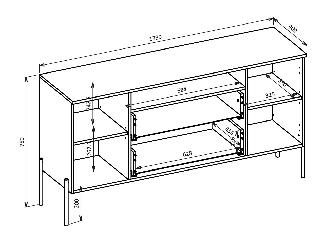 Wohnzimmer-Set Levtenu 118 (Eiche)
