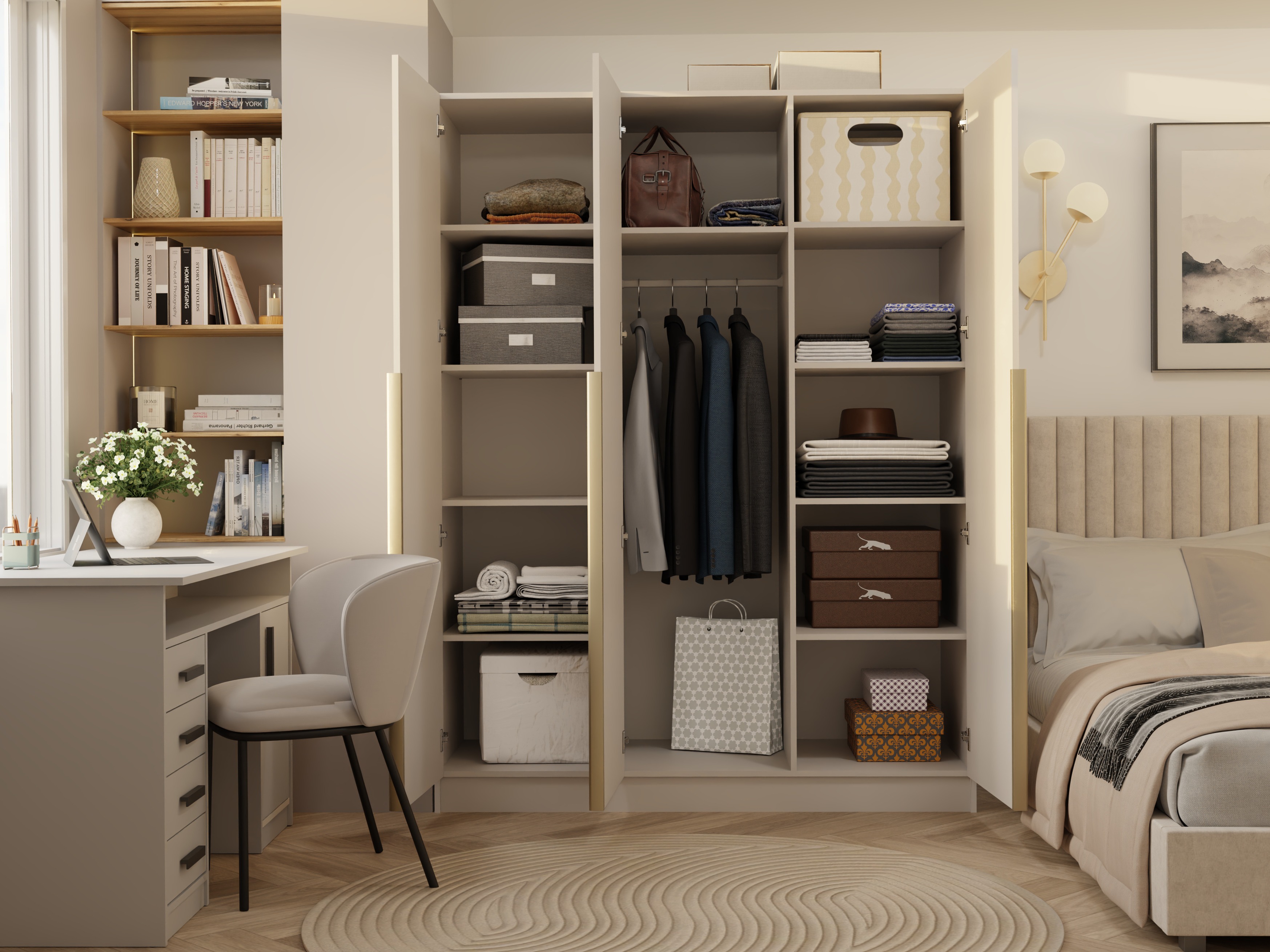 Kleiderschrank Mandeville 369 (Kaschmir + Gold)