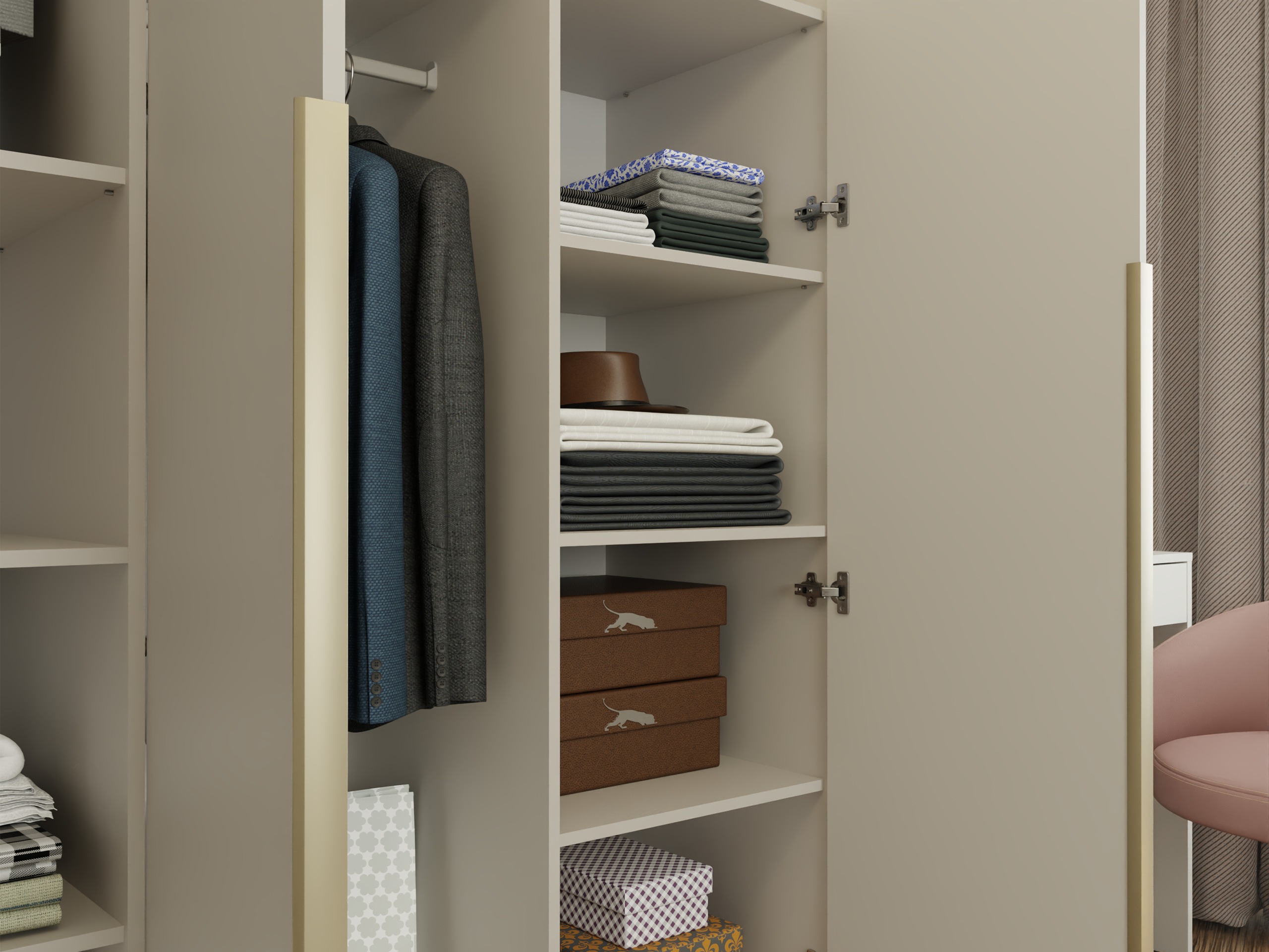 Kleiderschrank Mandeville 369 (Kaschmir + Gold)