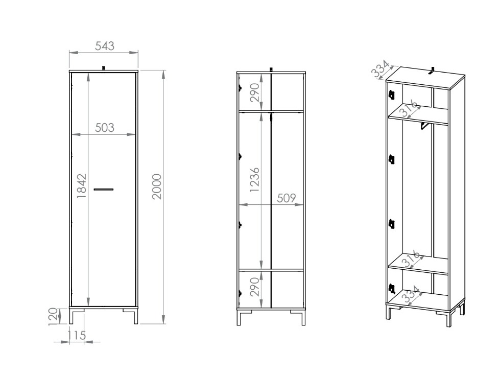 Kleiderschrank Fiolevo 100