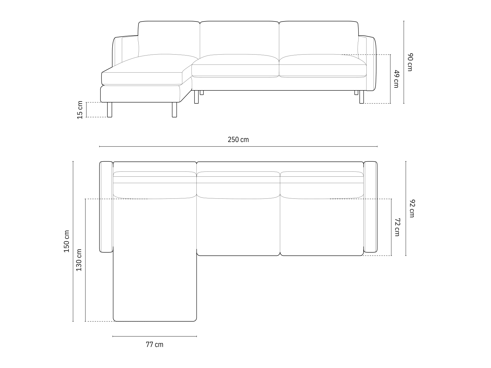 Ecksofa Delavie 104 (Paris Steel)