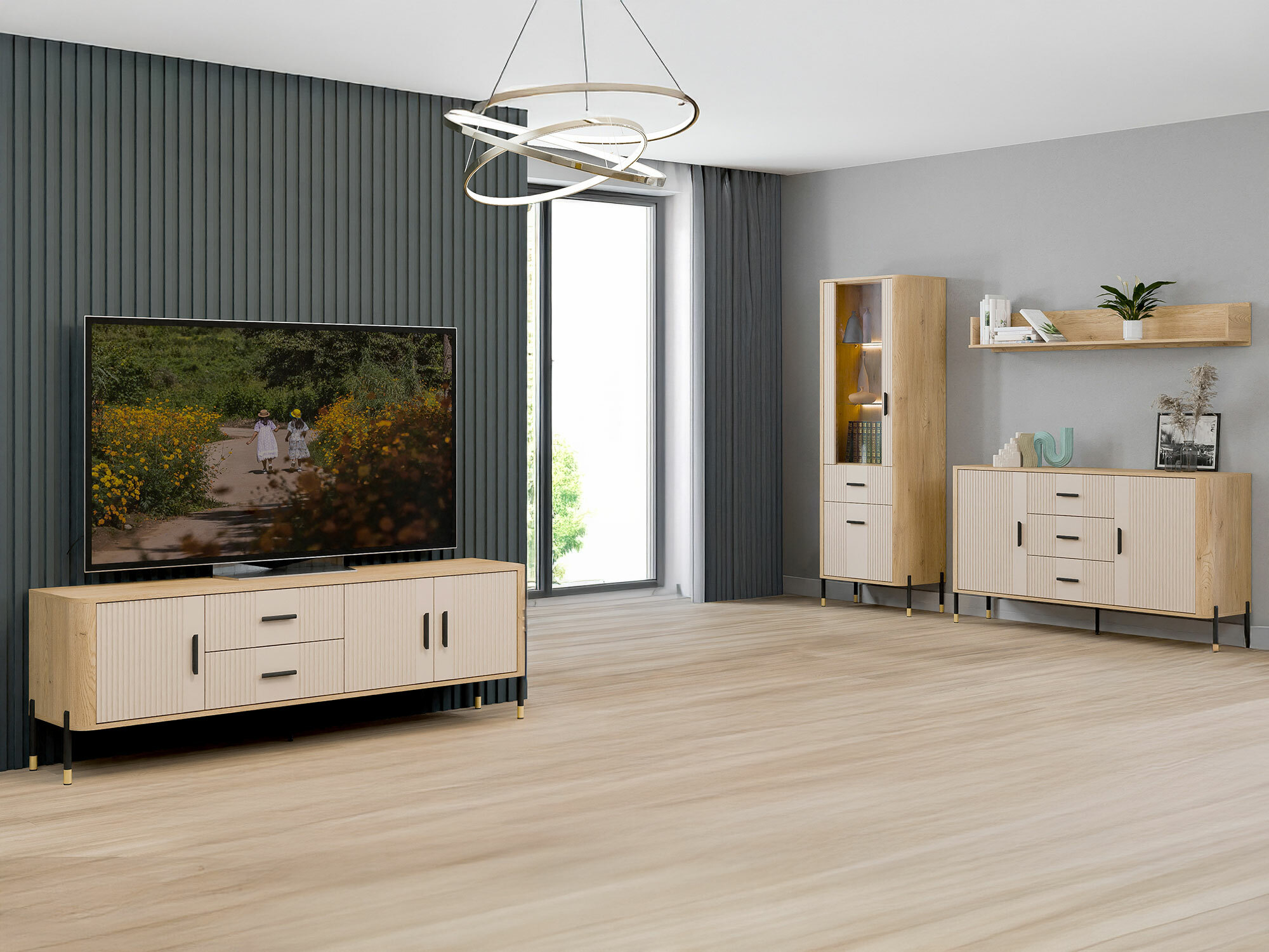 Wohnzimmer-Set Flosora 148 (Kaschmir)
