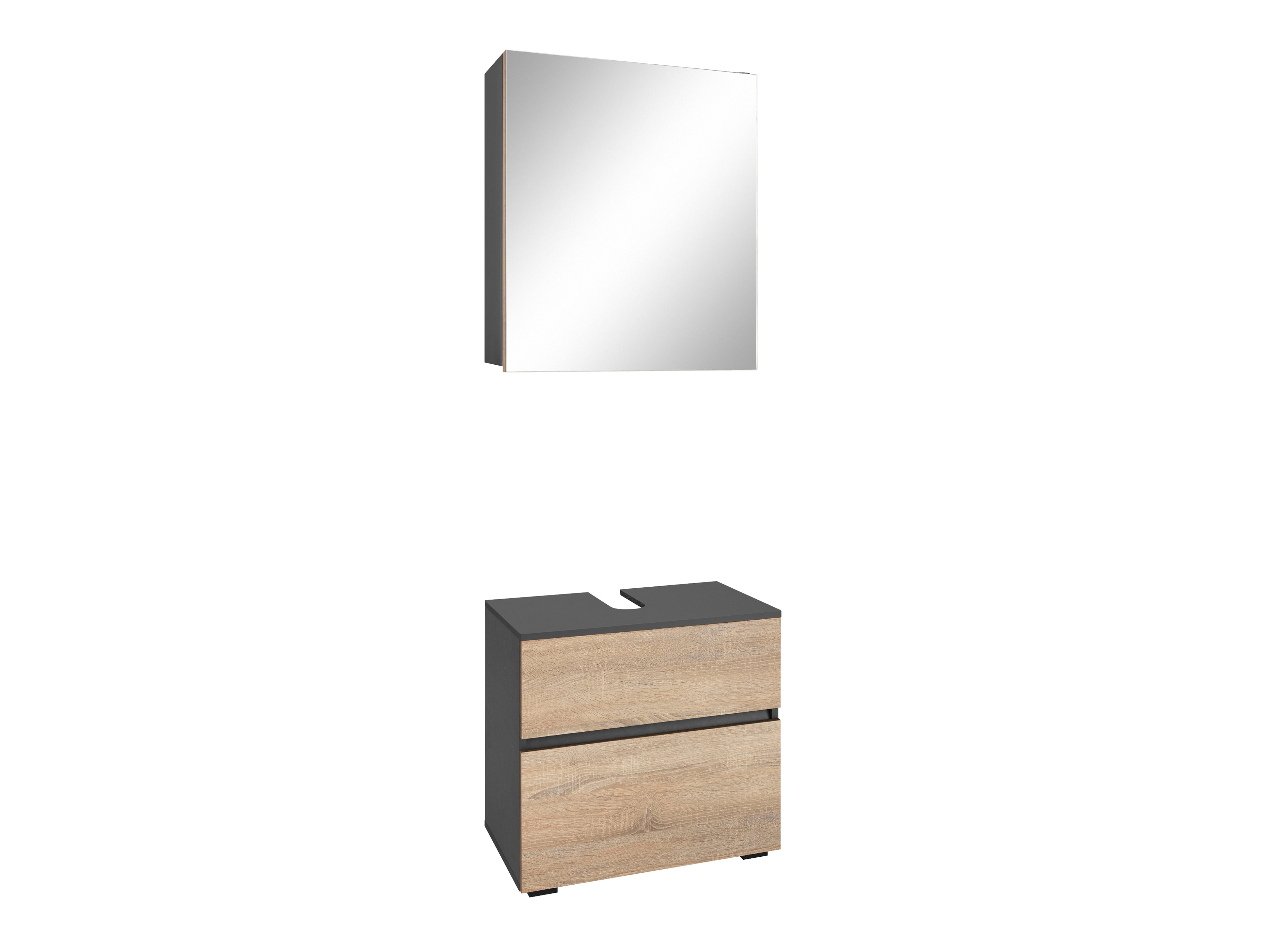 Badezimmer-Set Soncamu 117 (Anthrazit + Eichenholzoptik)