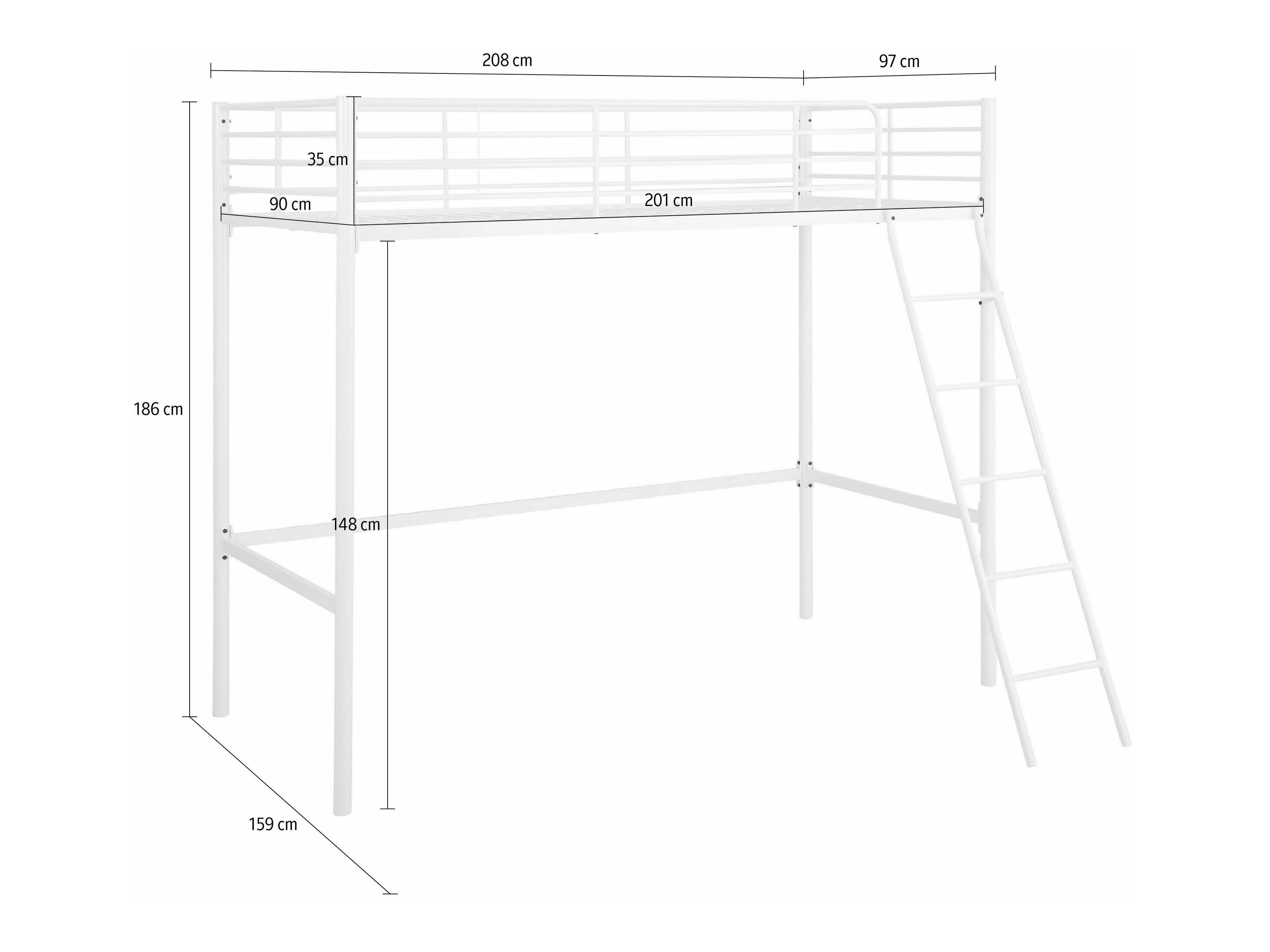 Hohes Bett Denton 1507 (Weiss)