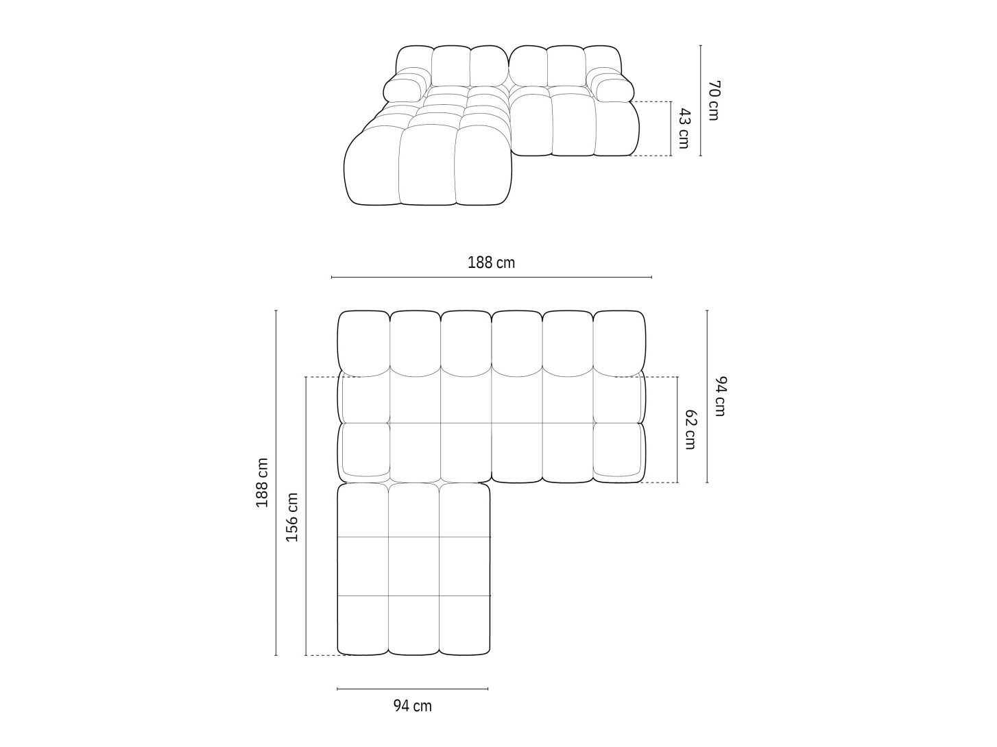 Modulares Ecksofa Caltenu 102 (Bluvel 48)