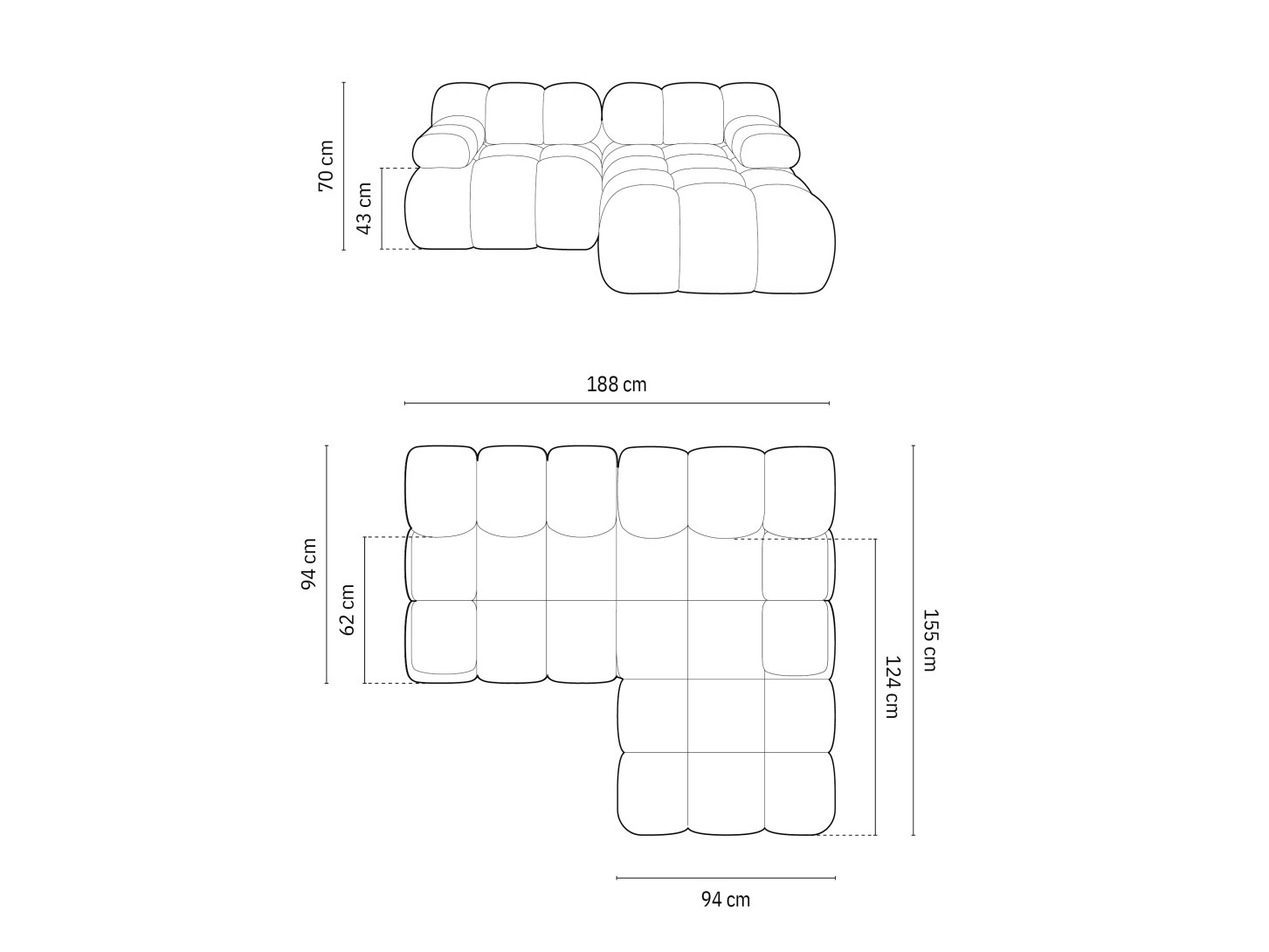 Modulares Ecksofa Caltenu 105 (Bluvel 19)