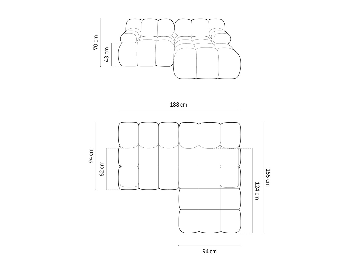 Modulares Ecksofa Caltenu 105 (Bluvel 52)