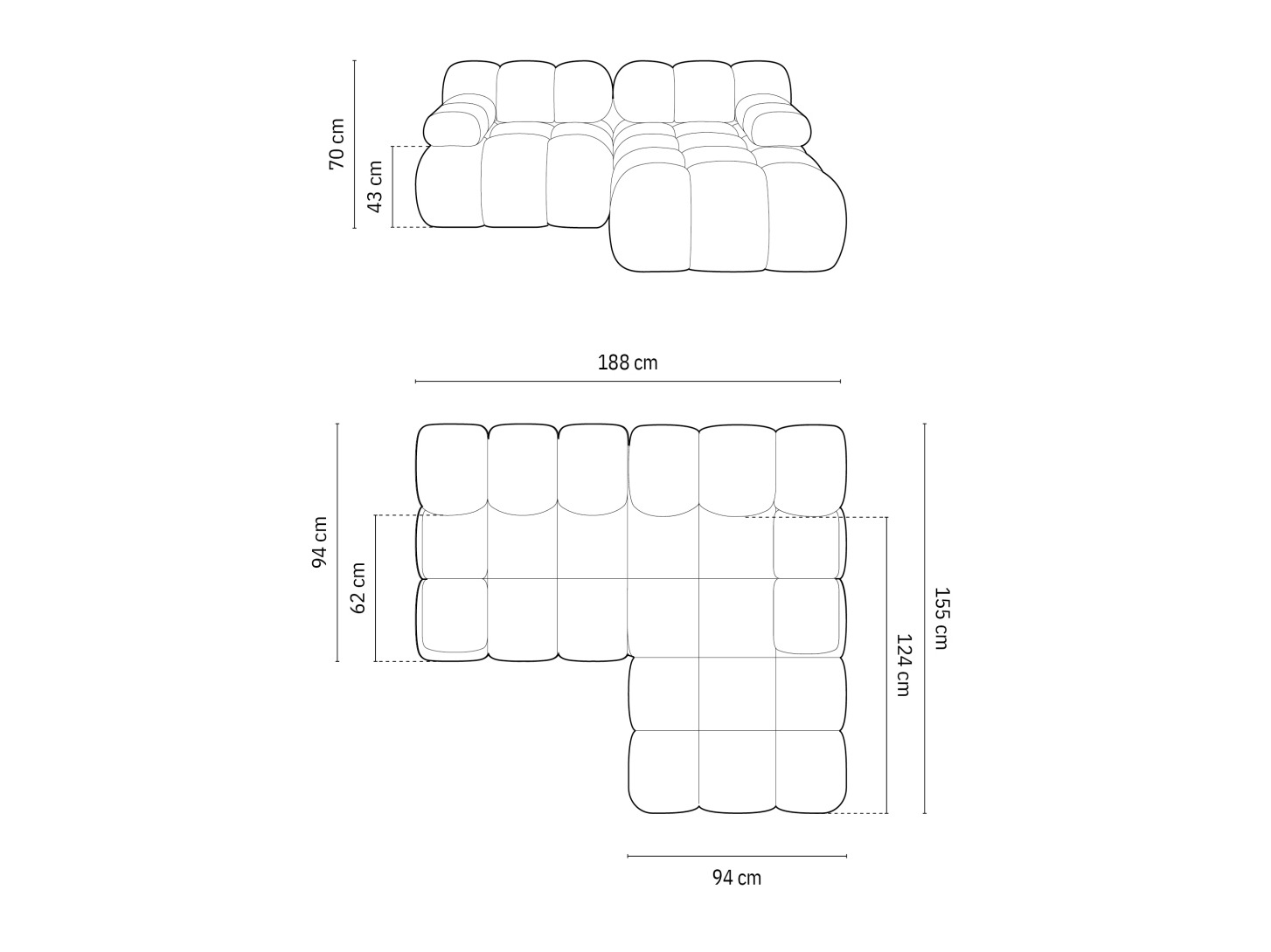 Modulares Ecksofa Caltenu 105 (Bluvel 68)