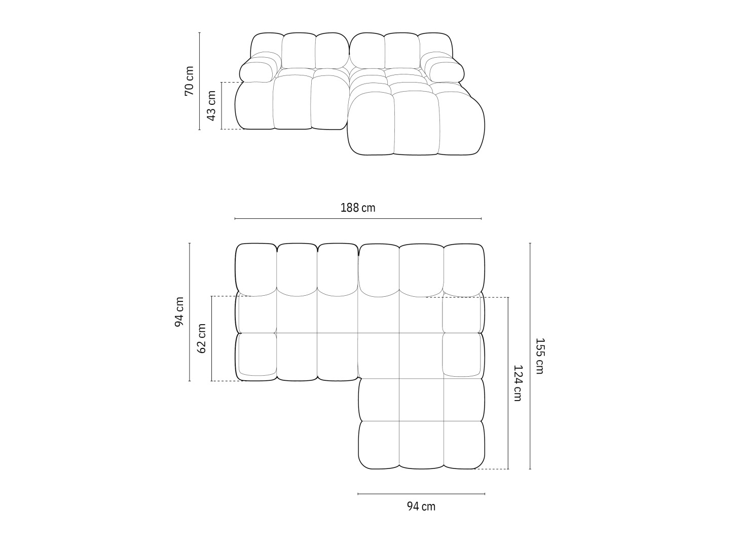 Modulares Ecksofa Caltenu 105 (Bluvel 85)