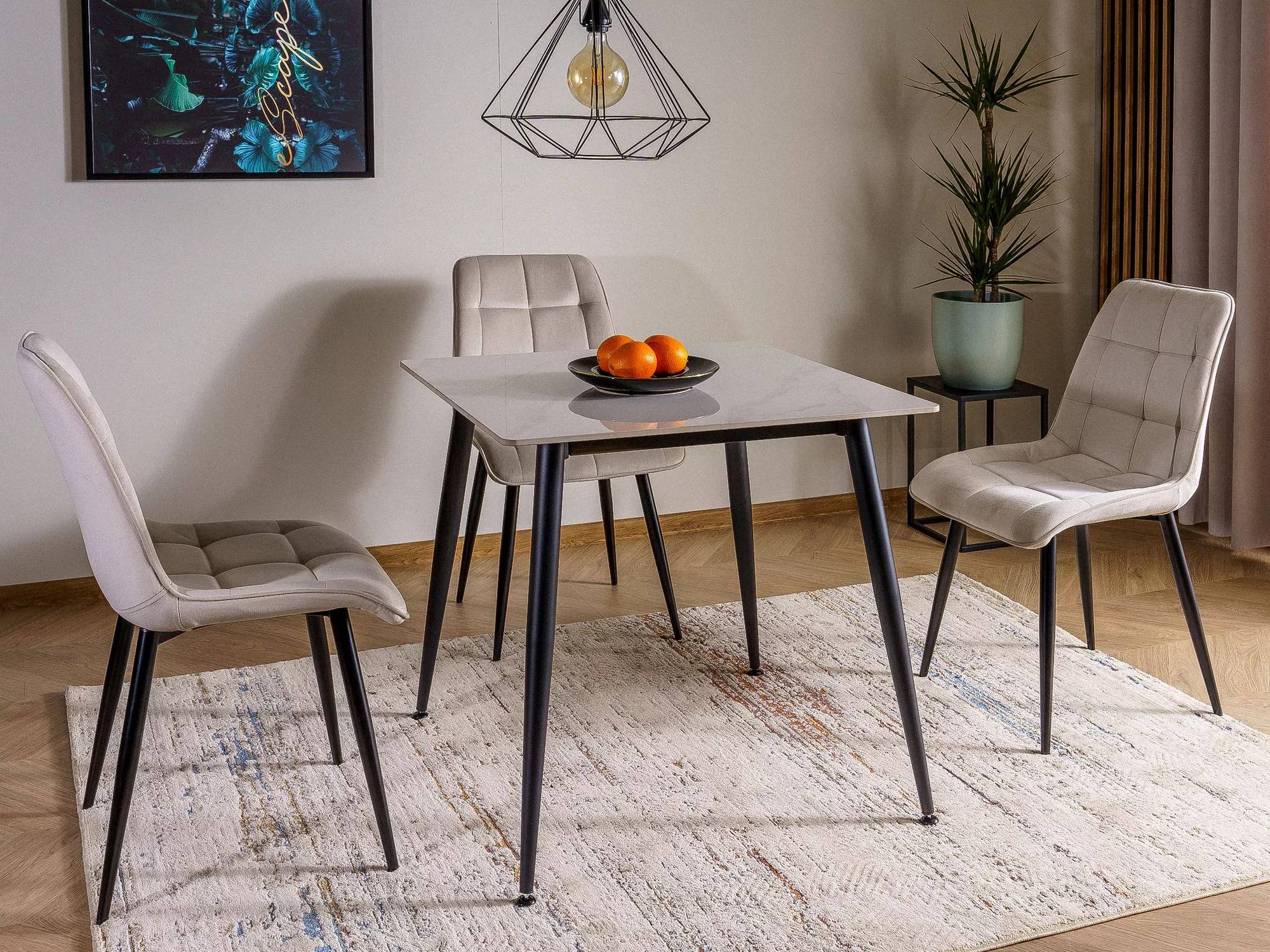 Tisch Detroit 876 (Weisser Marmor + Schwarz)