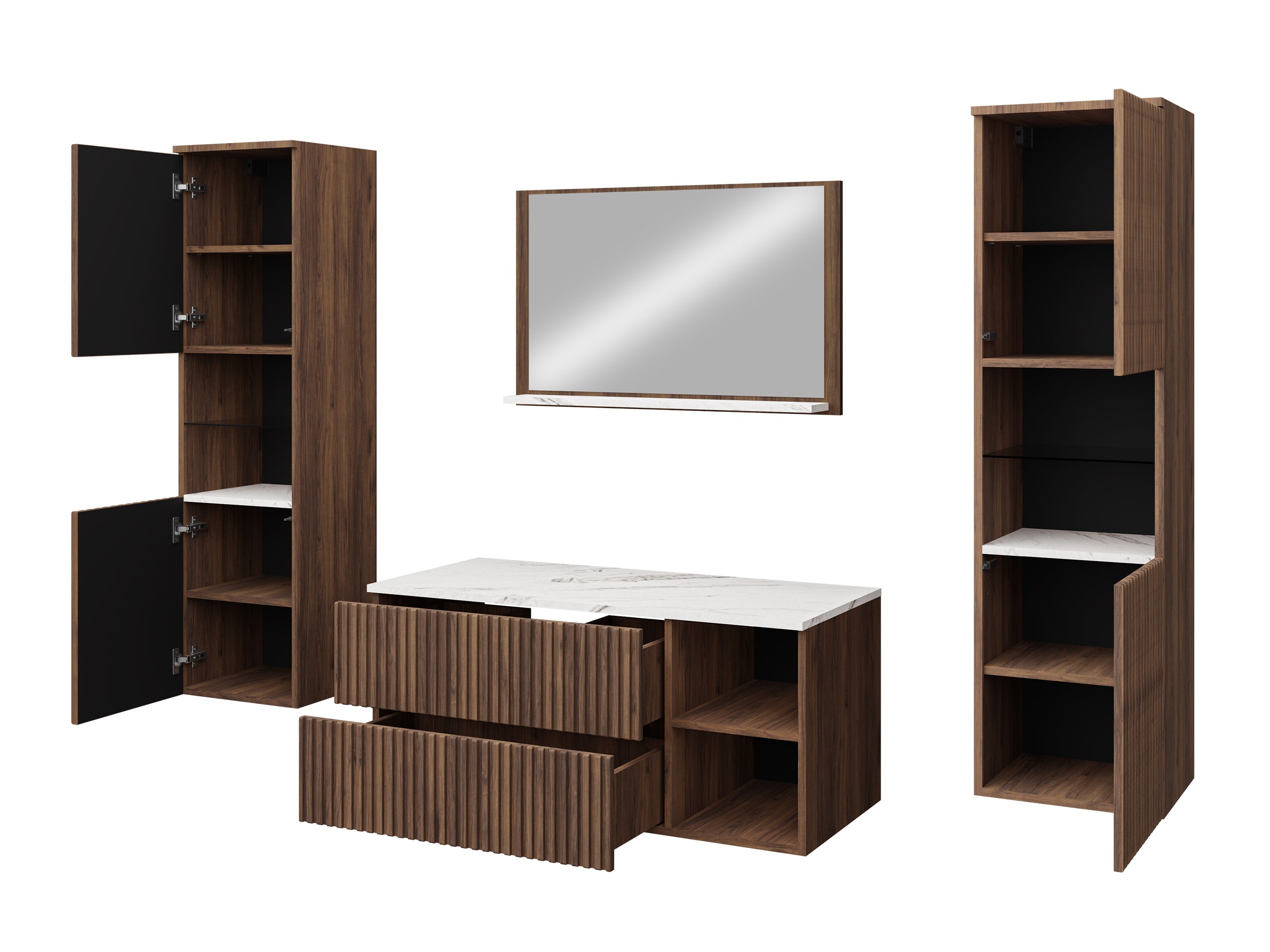 Badezimmer-Set Nauta II (Kaschmir + Eichenholzoptik)