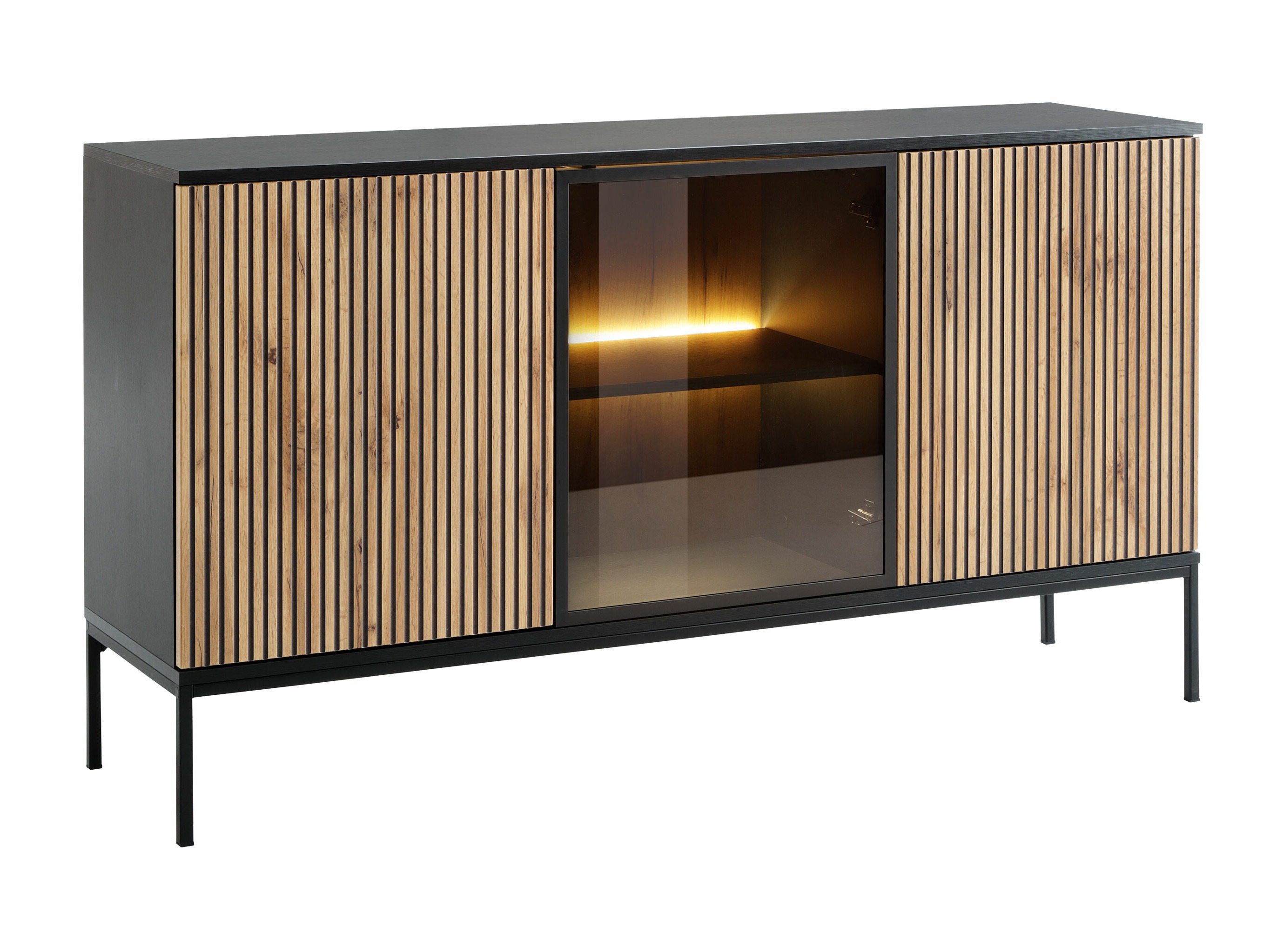 Sideboard Manal I (Schwarz + Wotan Eiche)