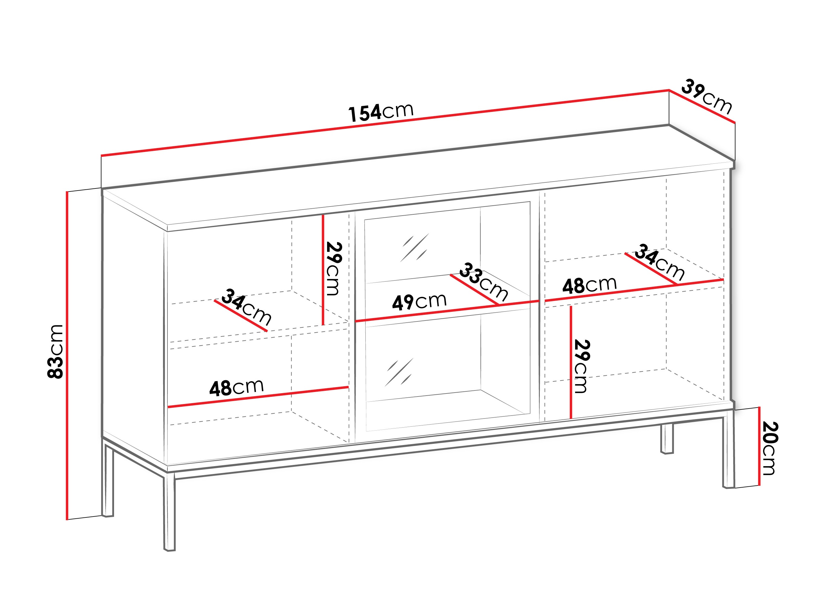 Sideboard Manal I (Schwarz + Wotan Eiche)