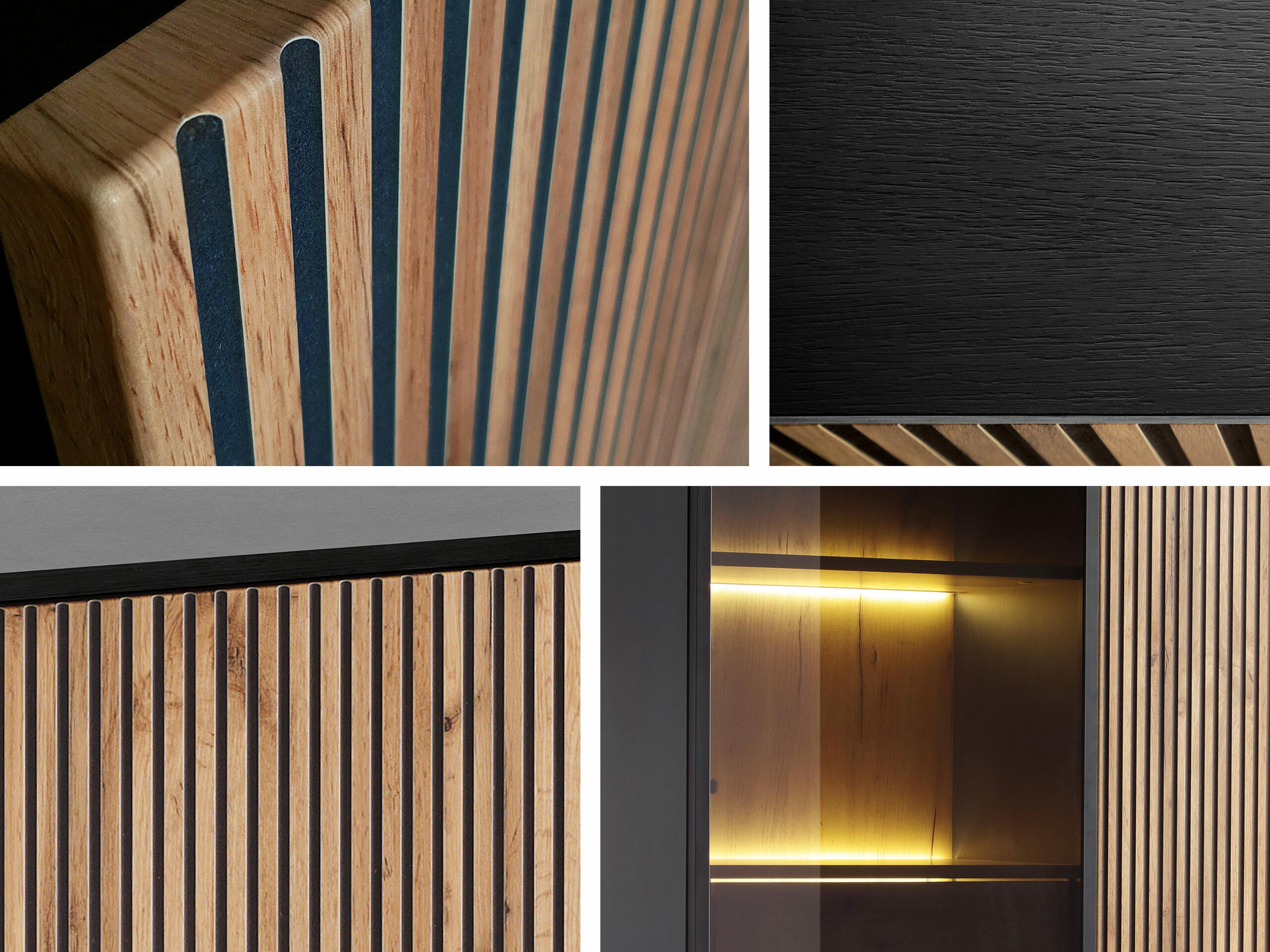 Sideboard Manal I (Schwarz + Wotan Eiche)