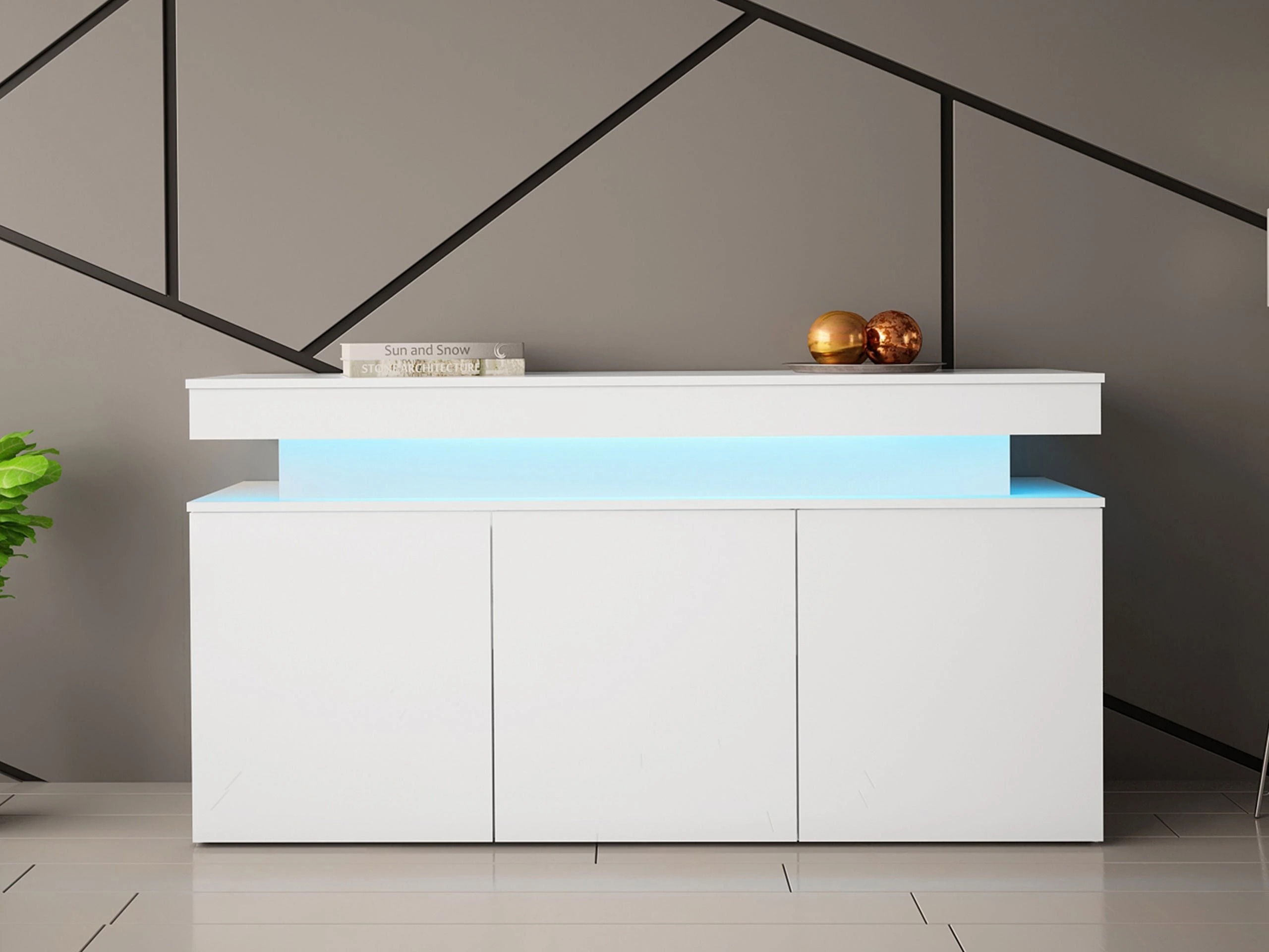 Sideboard Monfero 101 (Weiss + Weiss glänzend)