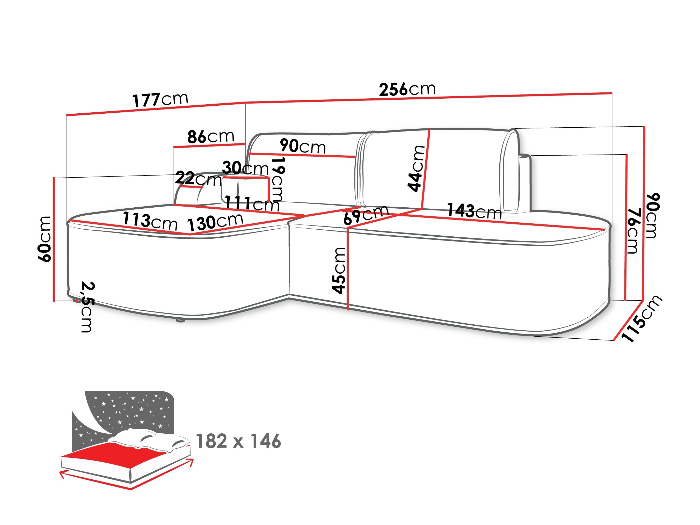 Ecksofa Comfivo Sensus (Coral 65)