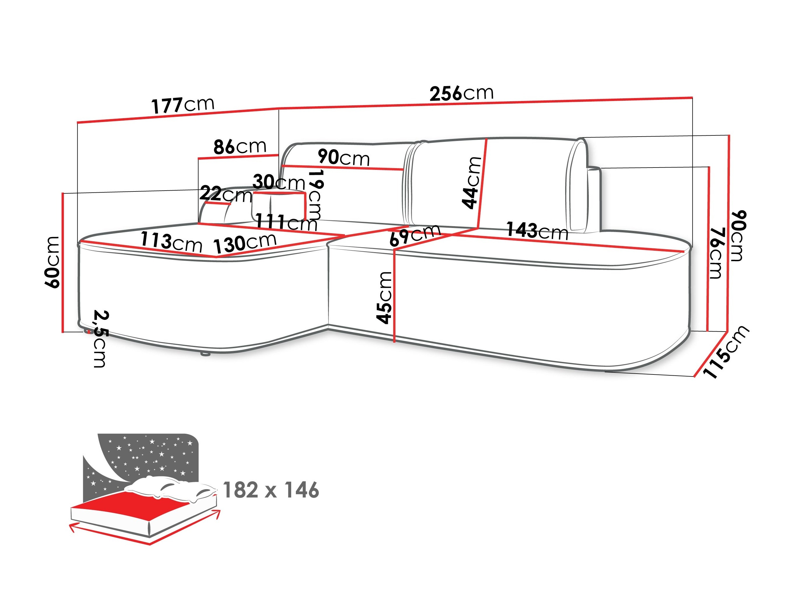 Ecksofa Comfivo Sensus (Coral 75)