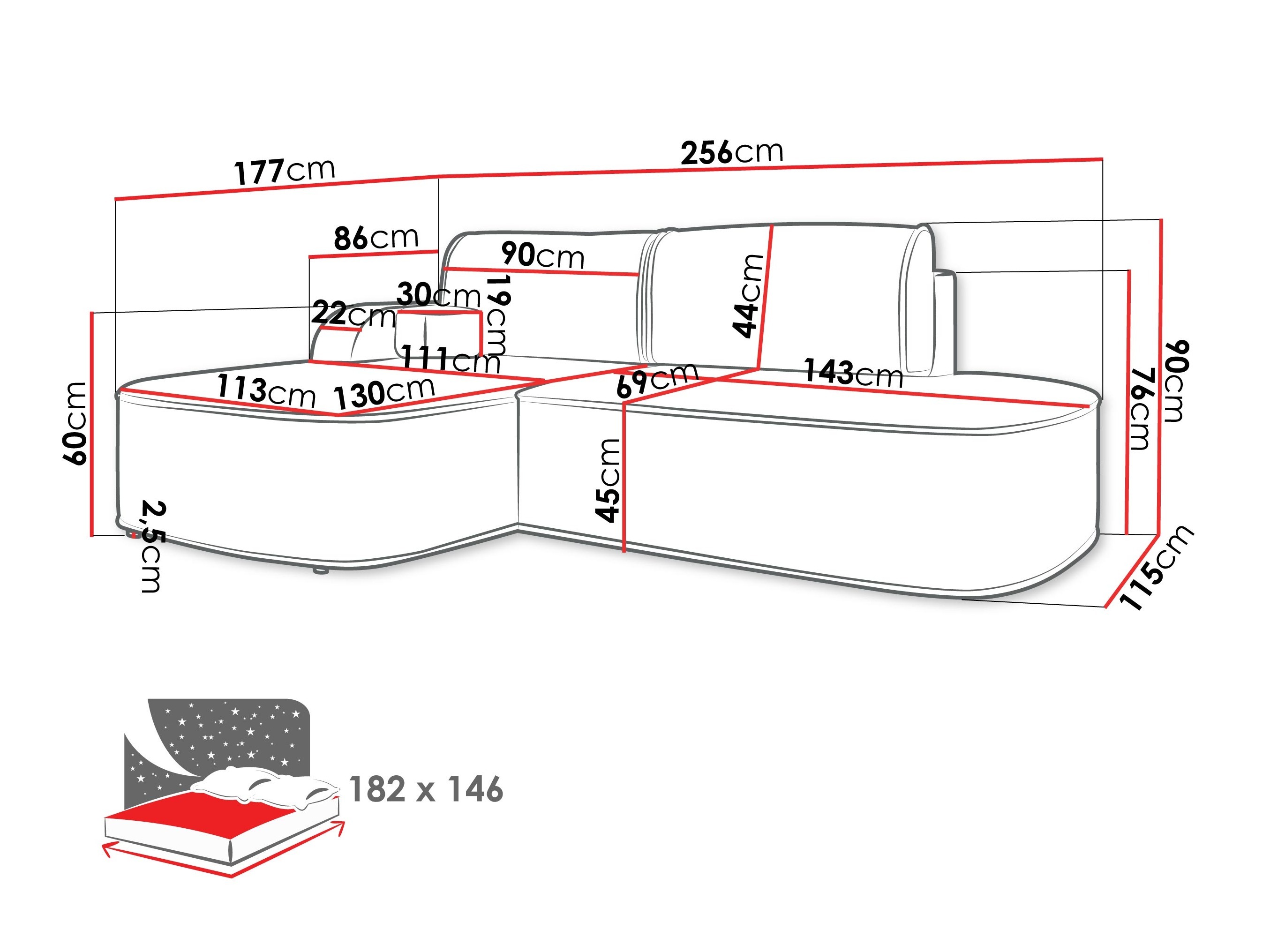 Ecksofa Comfivo Sensus (Coral 80)