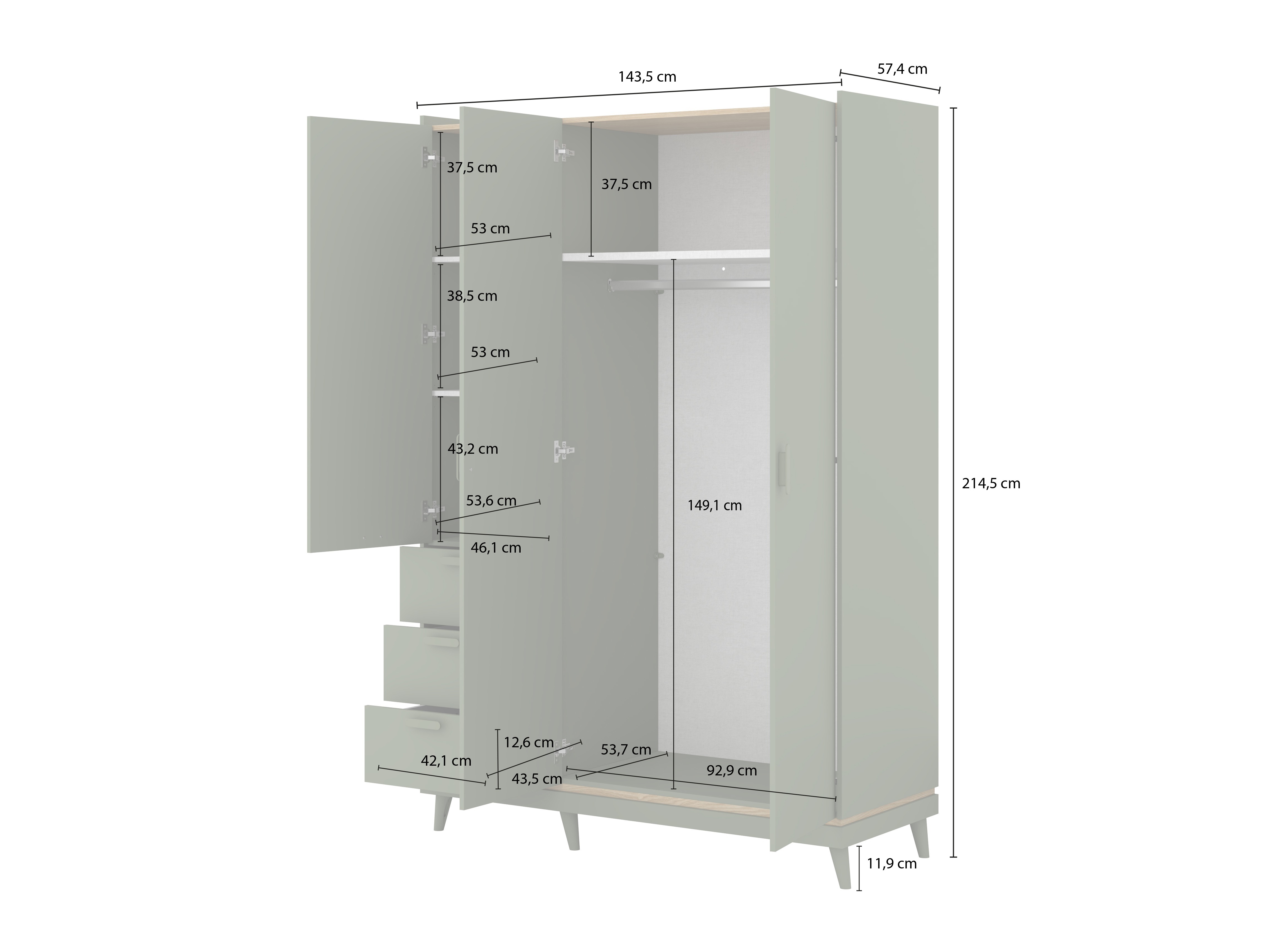 Kleiderschrank Fertalu 100 (Eichenholzoptik + Orange)