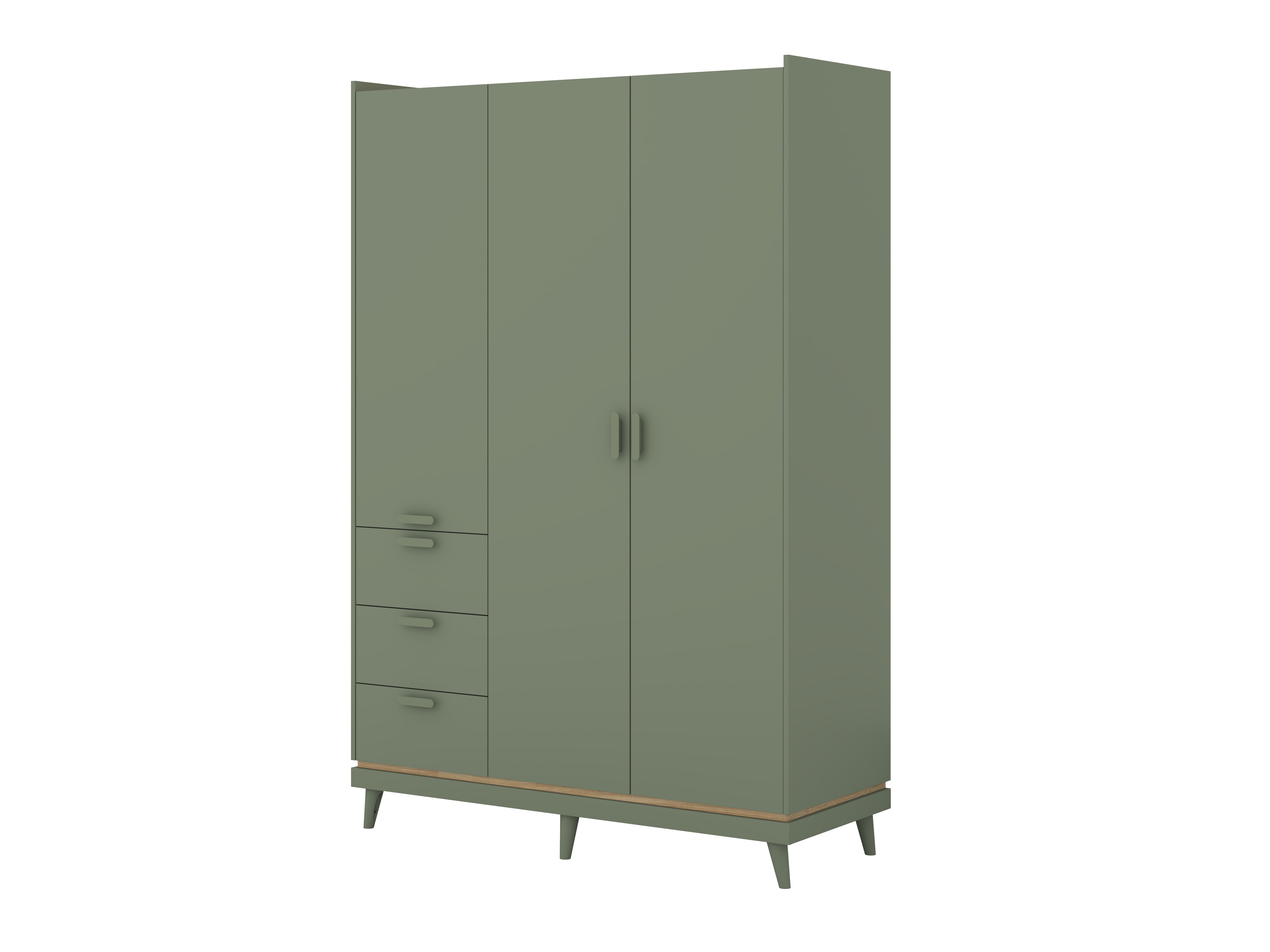 Kleiderschrank Fertalu 100 (Grün + Eichenholzoptik)