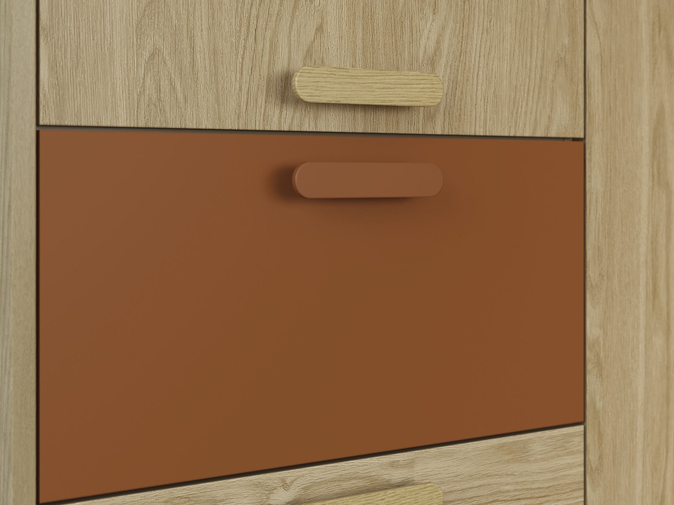 Kleiderschrank Fertalu 100 (Eichenholzoptik + Orange)