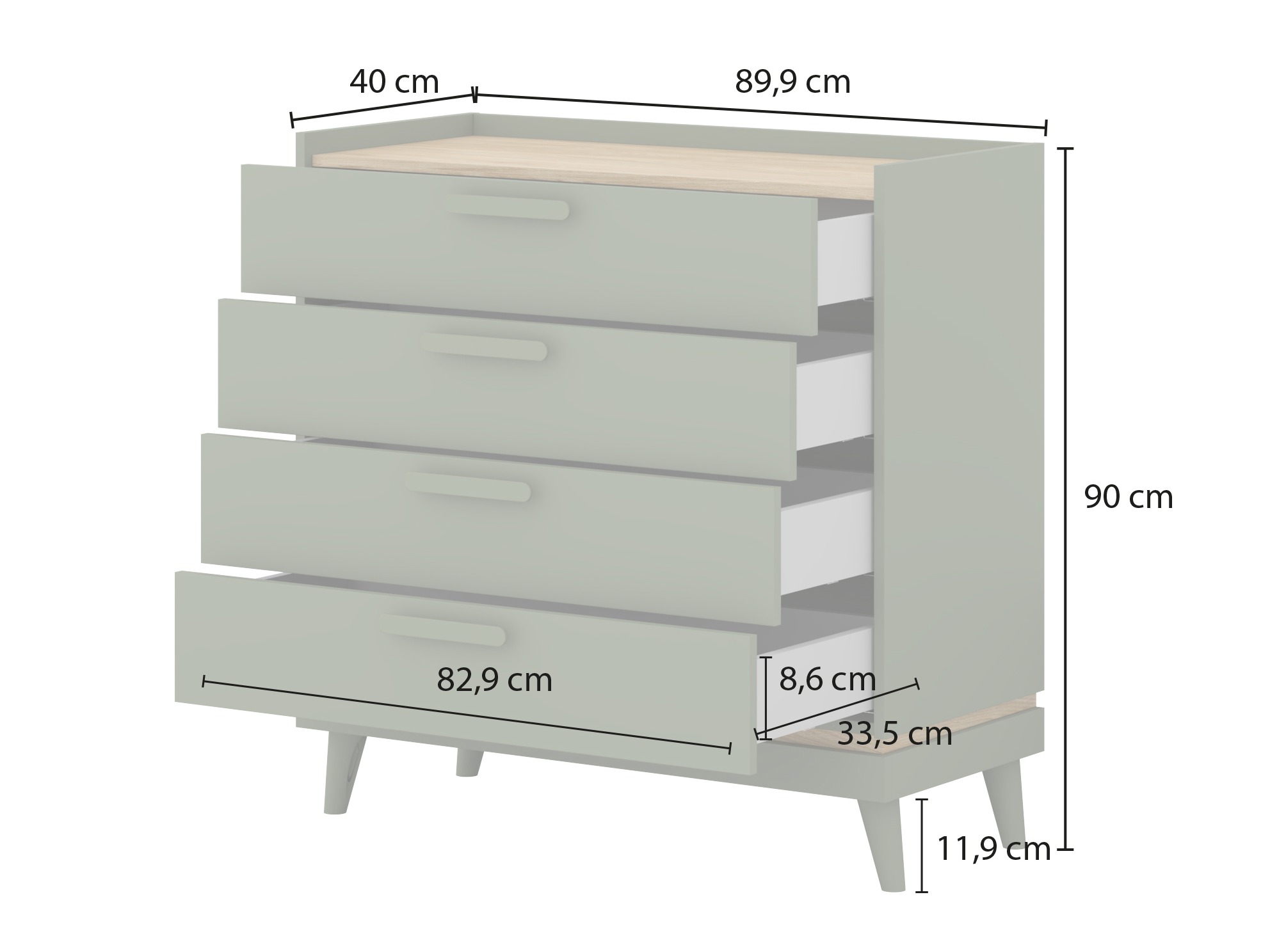 Kommode Fertalu 104 (Grün + Eichenholzoptik)