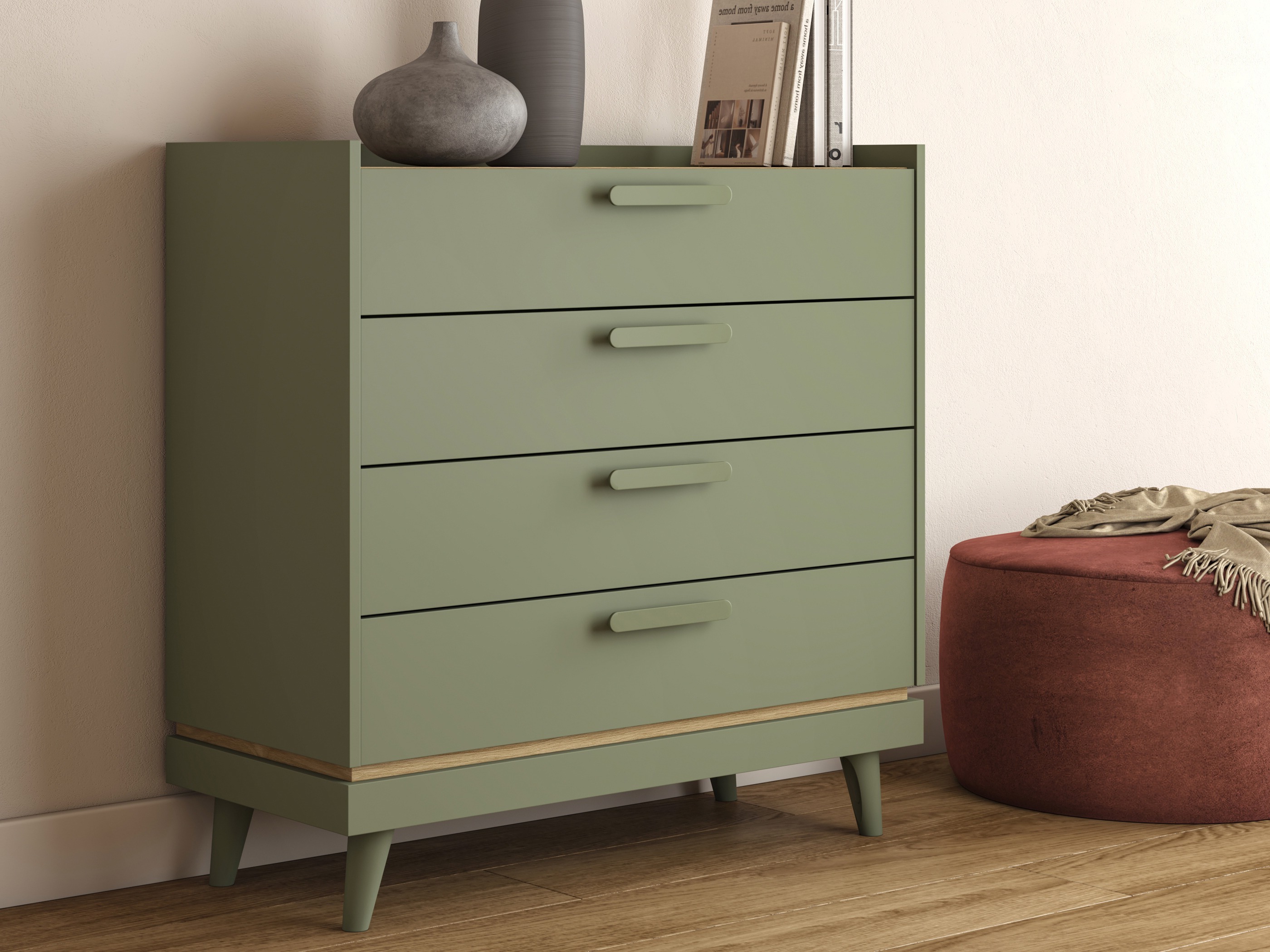 Kommoden Fertalu 104 (Grün + Eichenholzoptik)