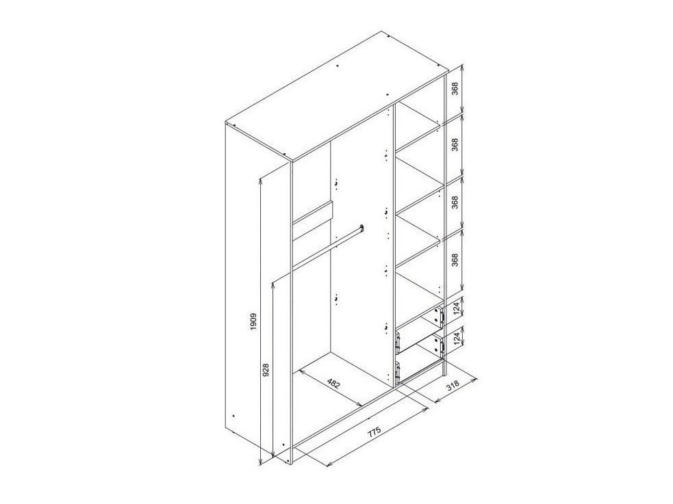 Kleiderschrank Orlando 222 (Eiche hell)