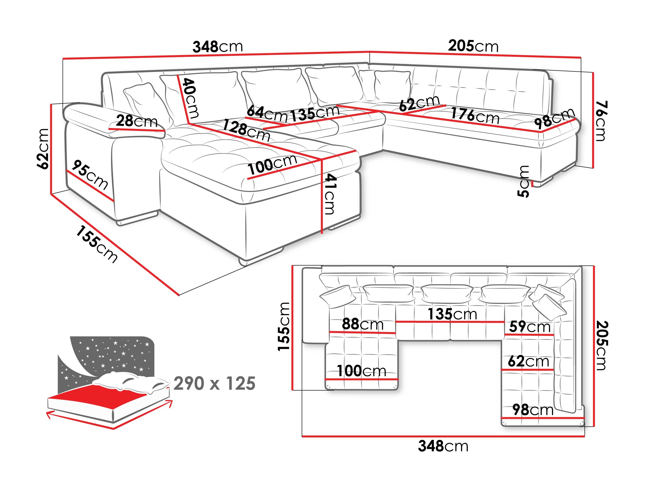 Ecksofa Comfivo Gemma VI (Maya 09 + Corbett 78)