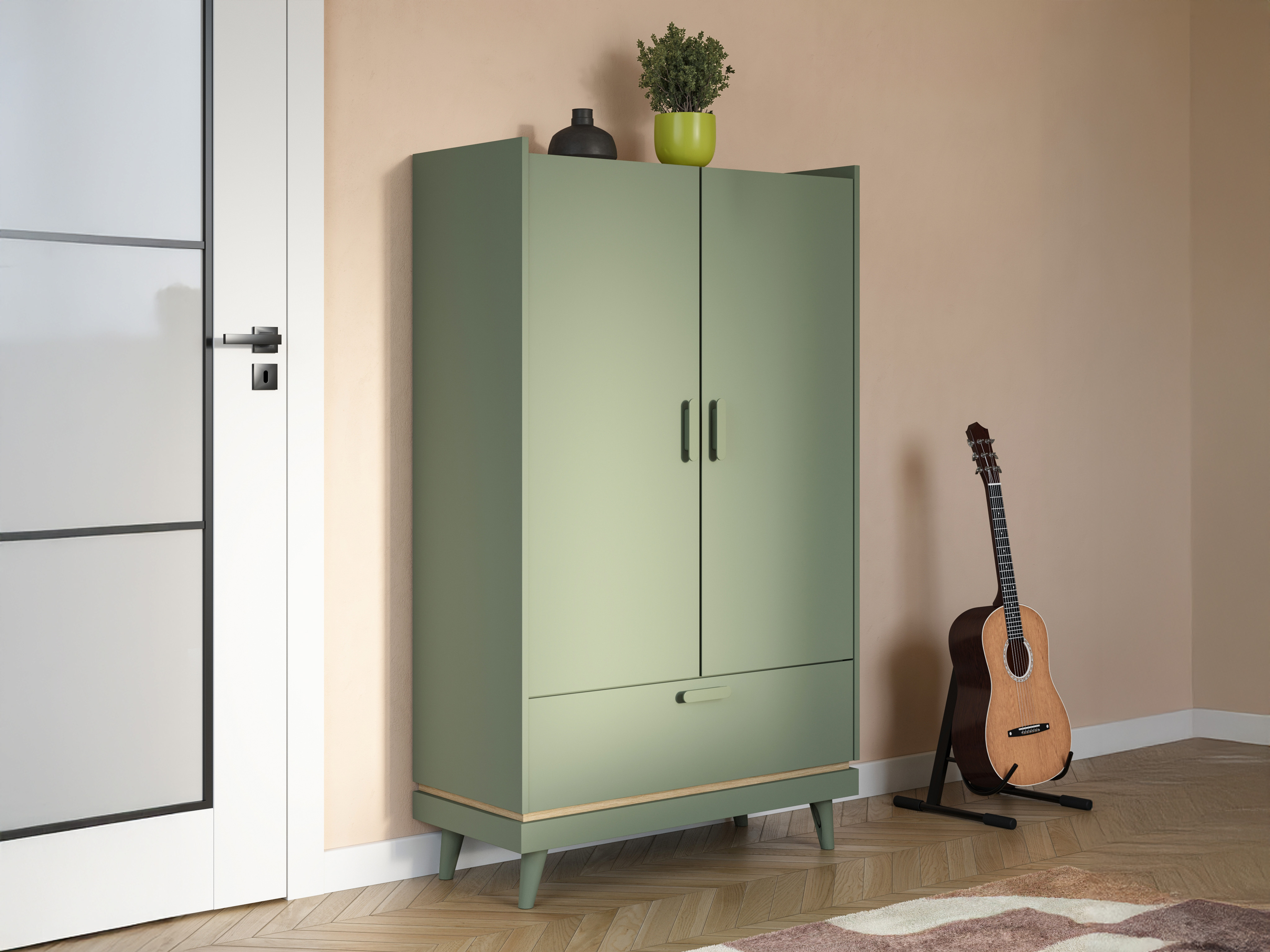 Regal Fertalu 105 (Grün + Eichenholzoptik)