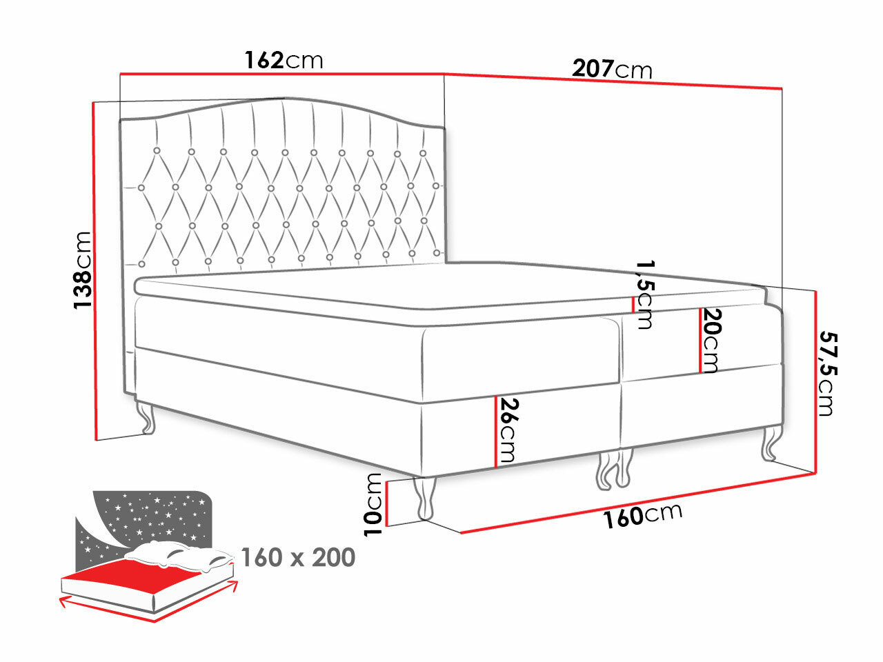 Boxspringbett Baltimore 142 (Kronos 02)