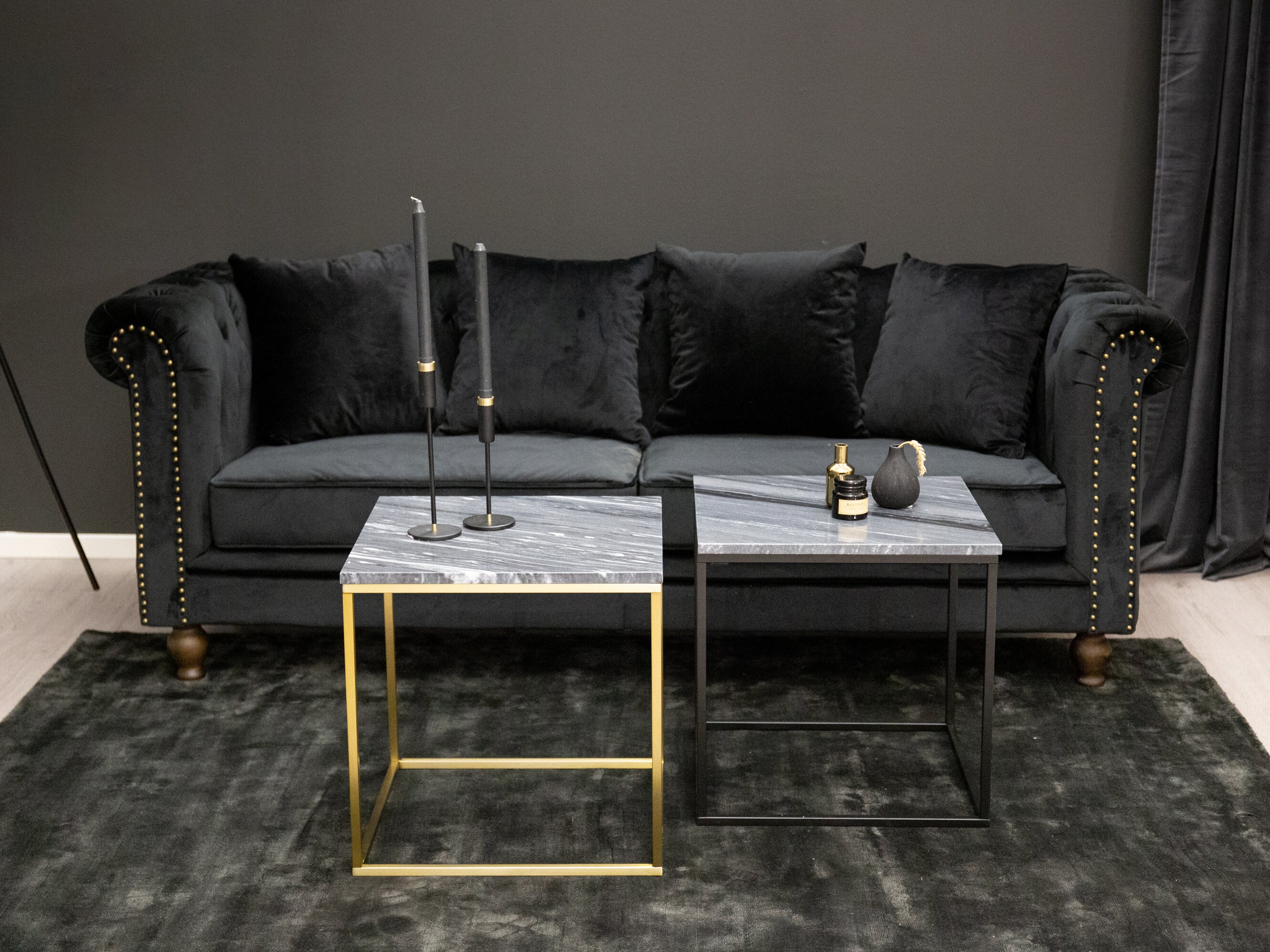Chesterfield-Sofa Dallas 255 (Schwarz)