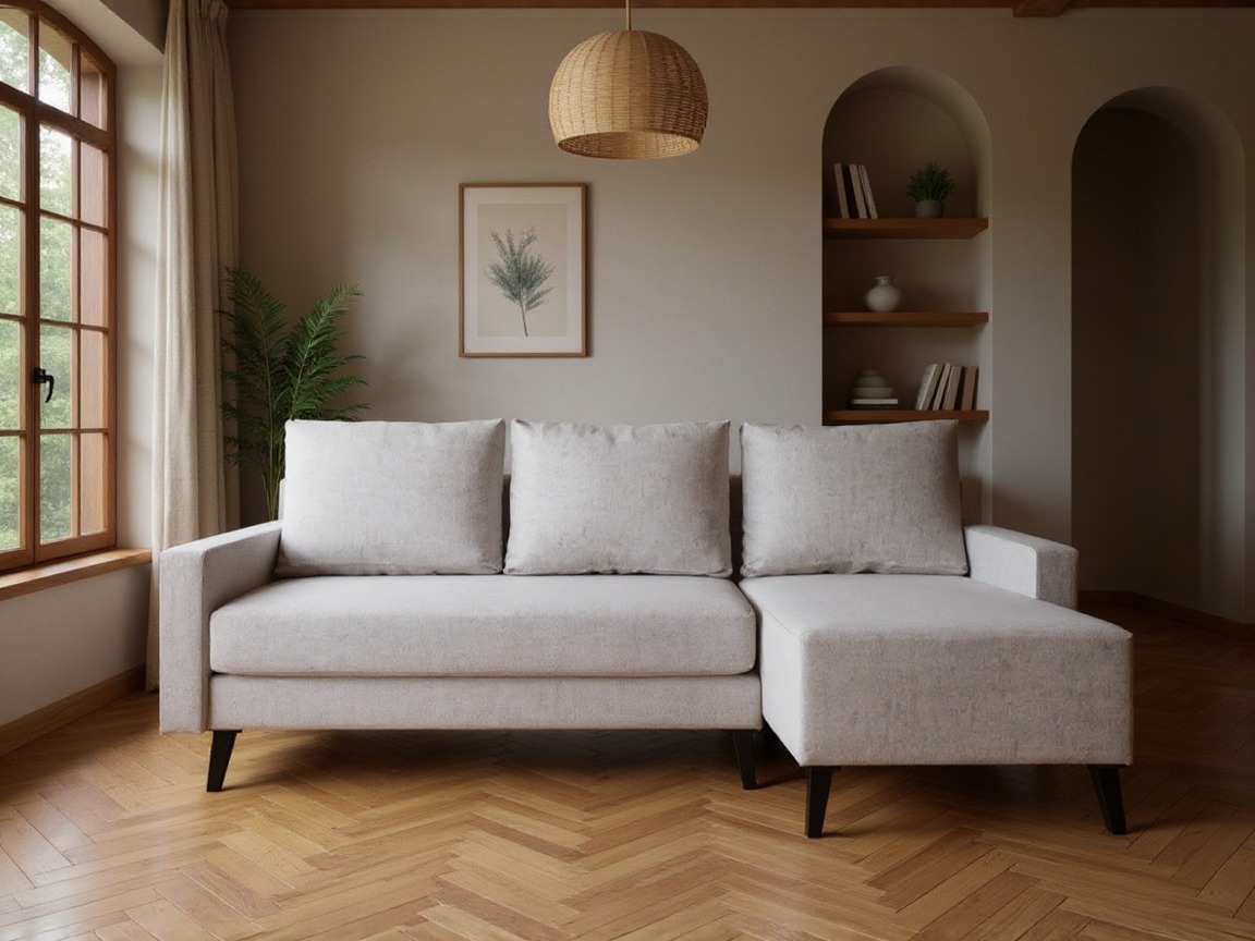 Ecksofa Delbene 130 (Aura 23 + Schwarz glänzend)