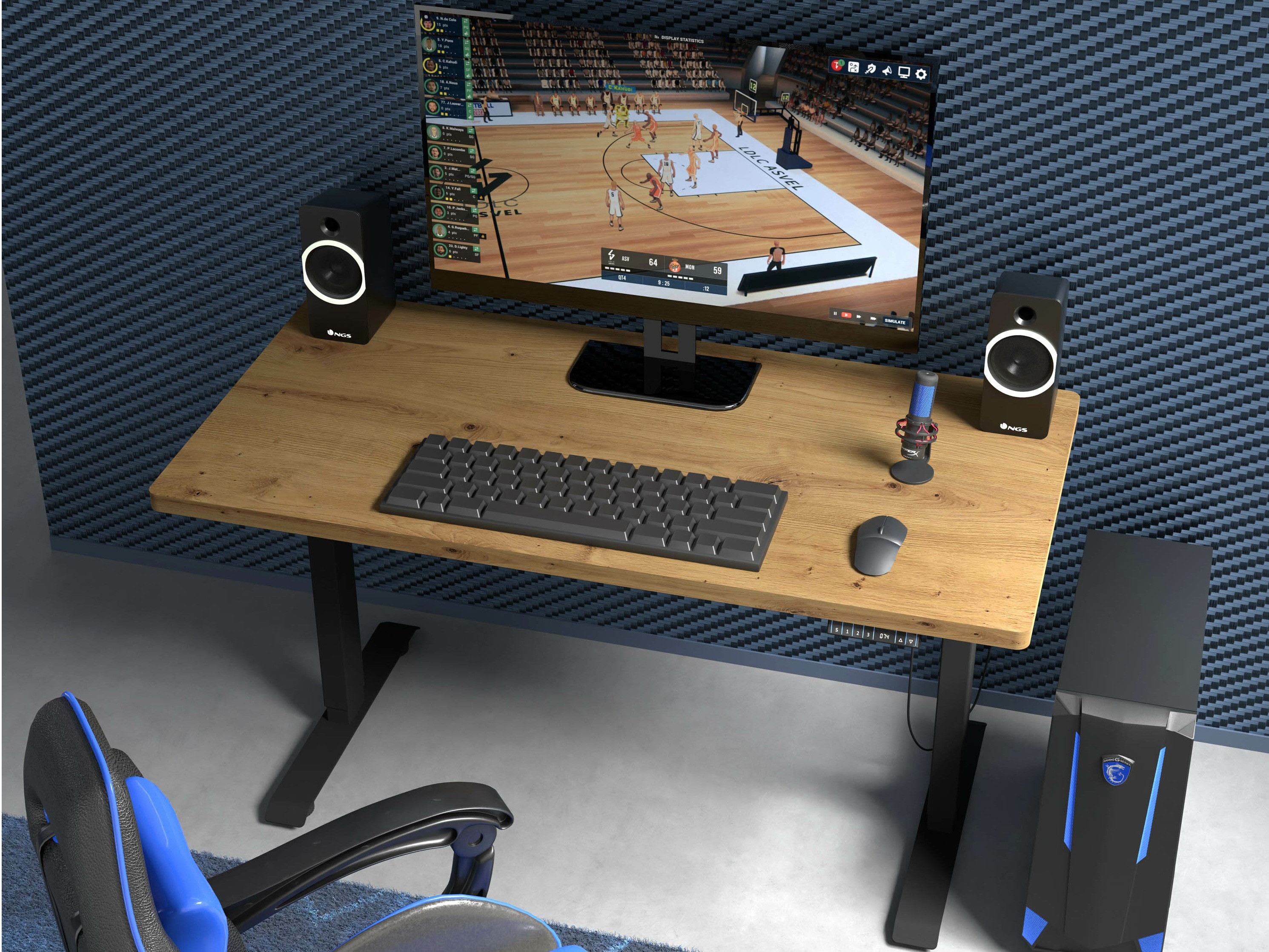 Höhenverstellbarer Schreibtisch Buffalo 184 (Schwarz)