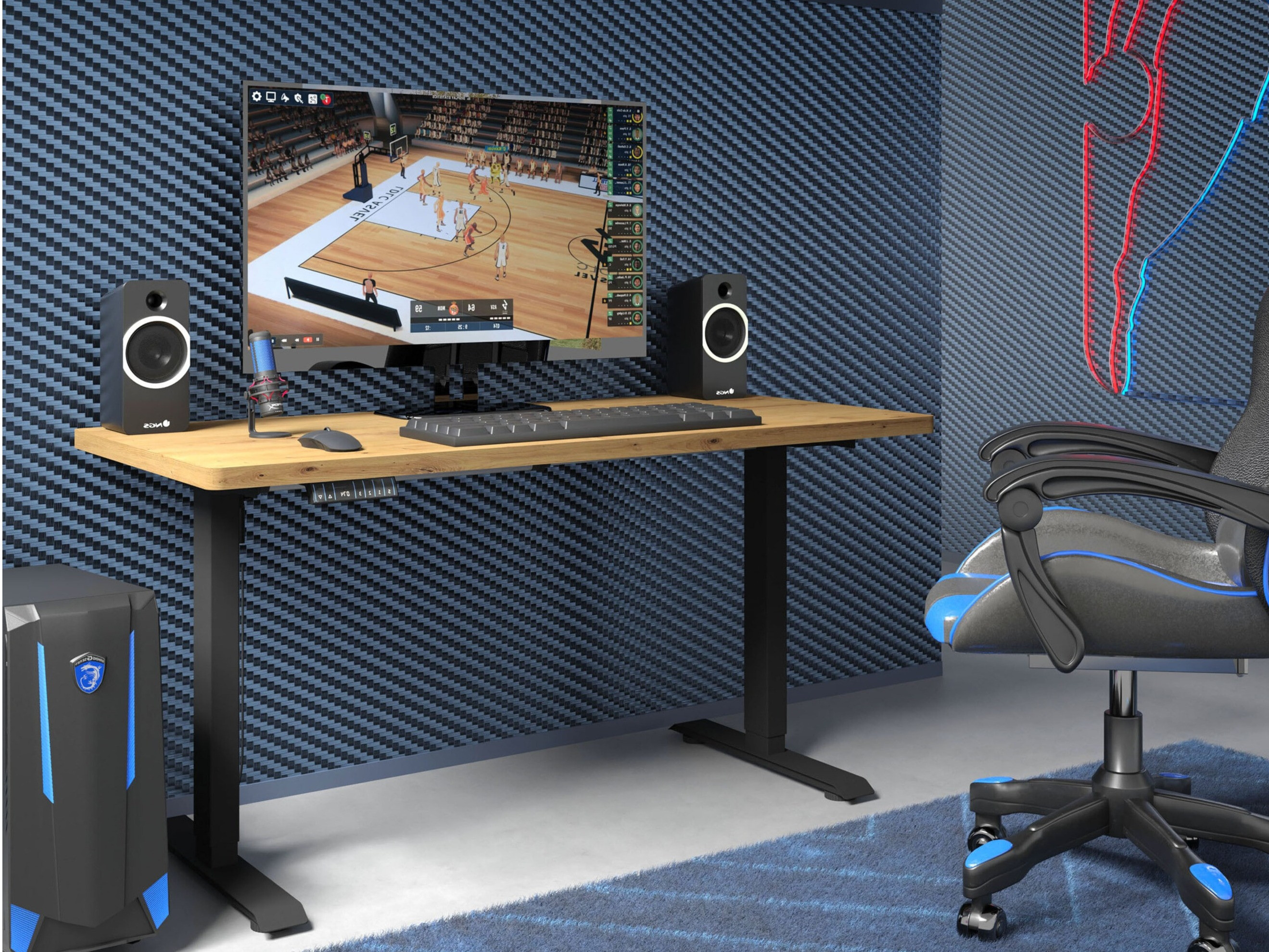 Höhenverstellbarer Schreibtisch Buffalo 184 (Schwarz)