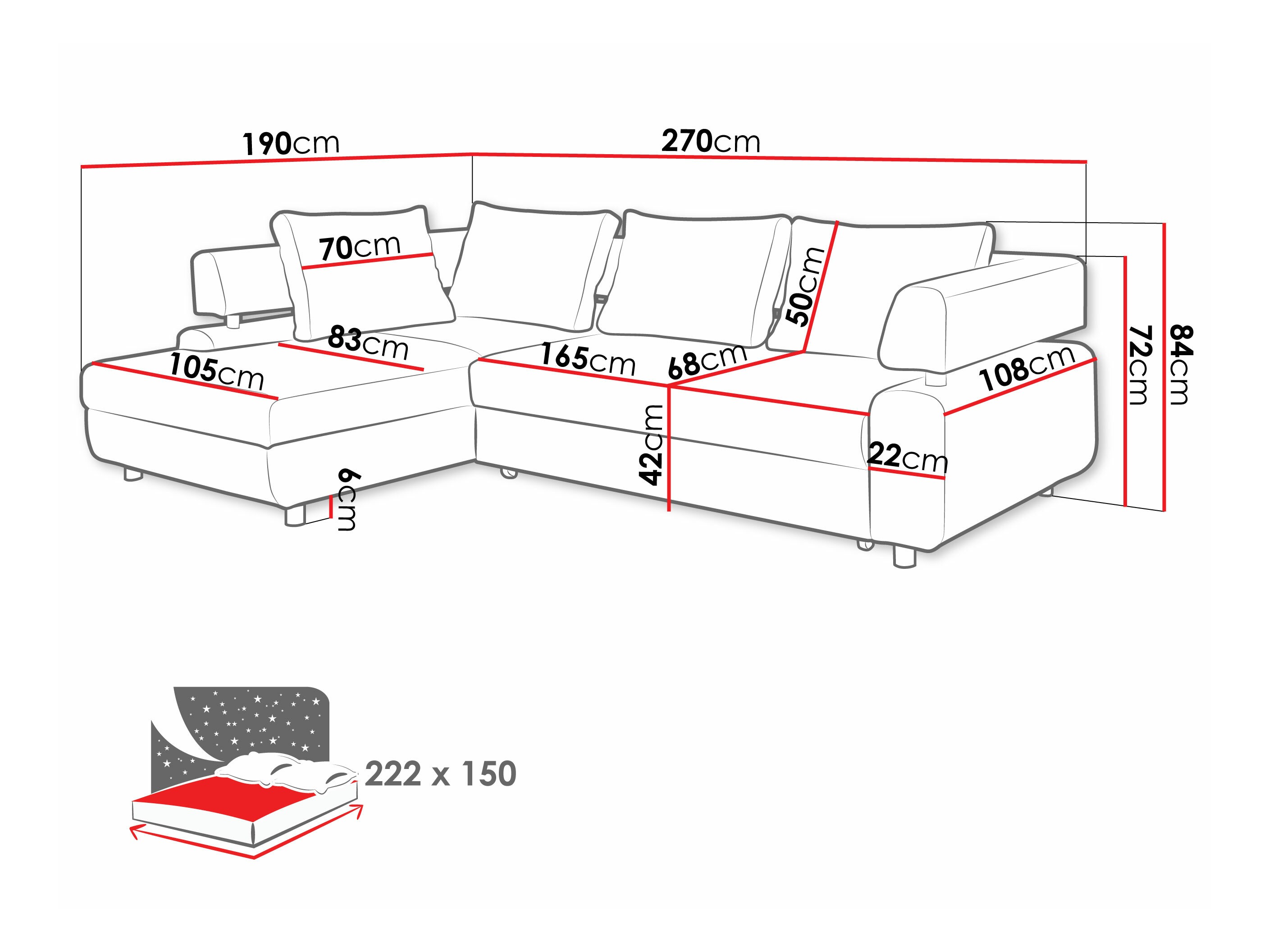 Ecksofa Lincoln 110 (Weich 33 + Soro 21)