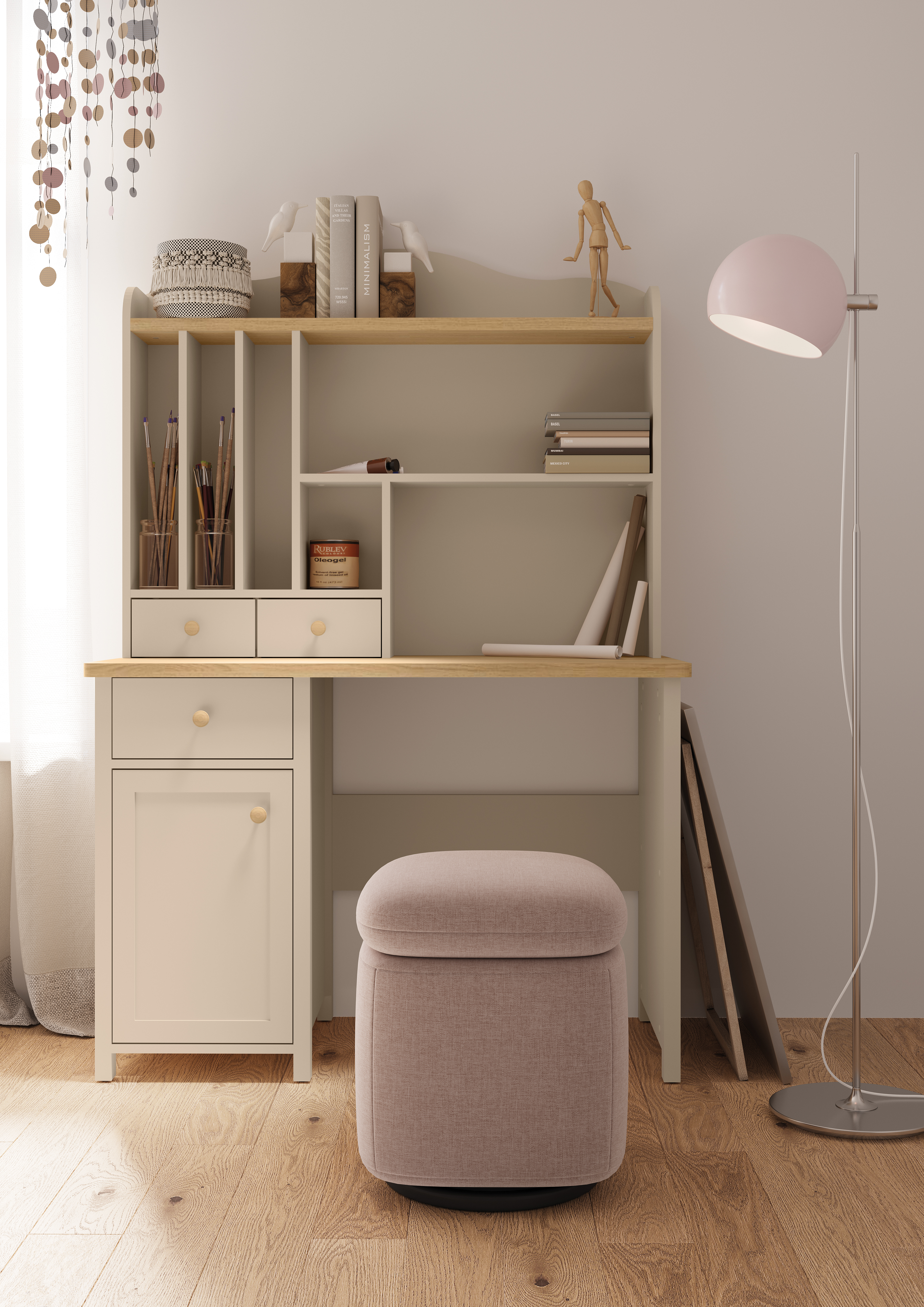 Regal Romelbo 136 (Beige + Eiche)