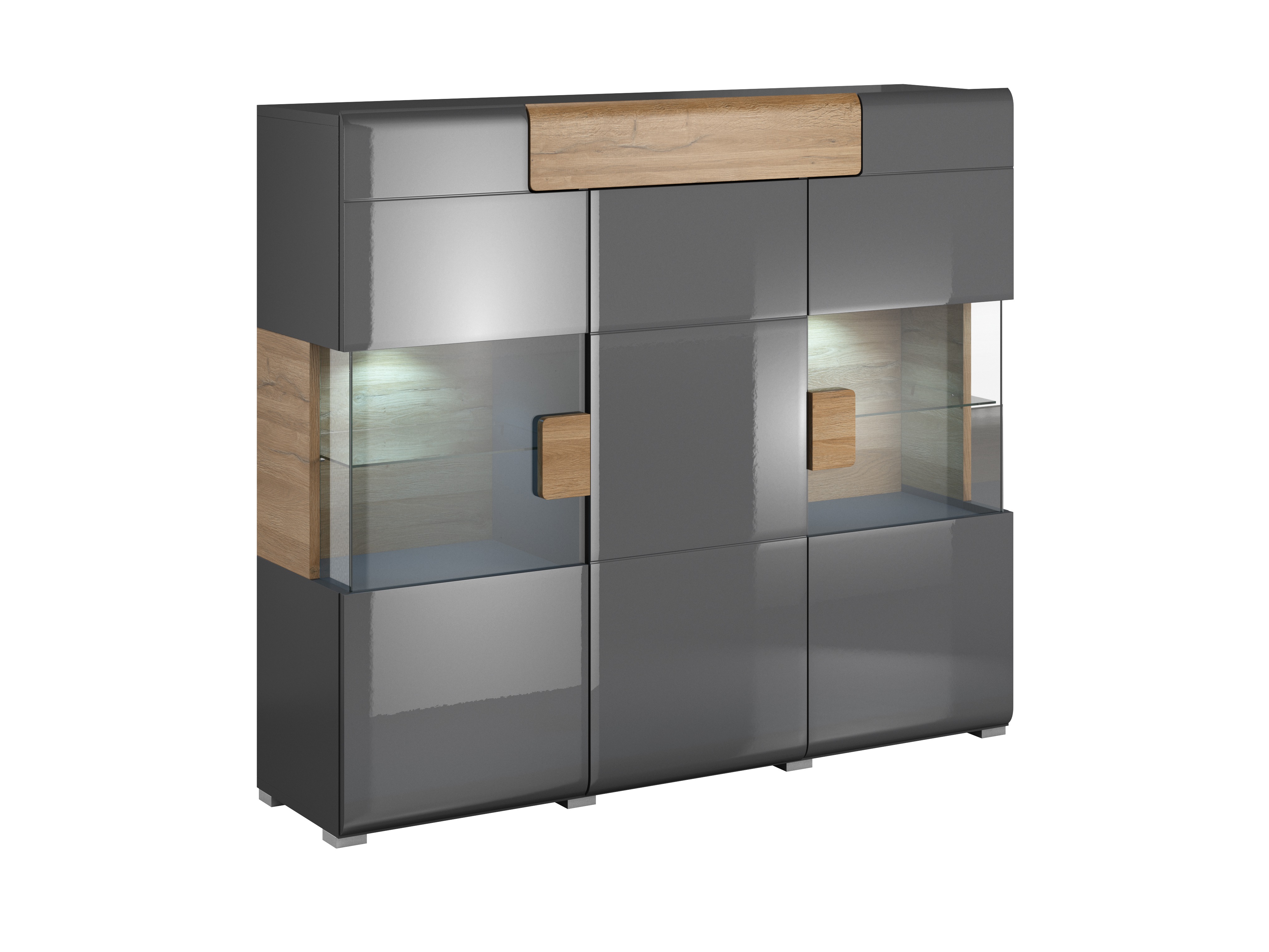 Sideboard Torsone 100 (Anthrazit + Gloss anthrazit + Grandson Eichenholzoptik)