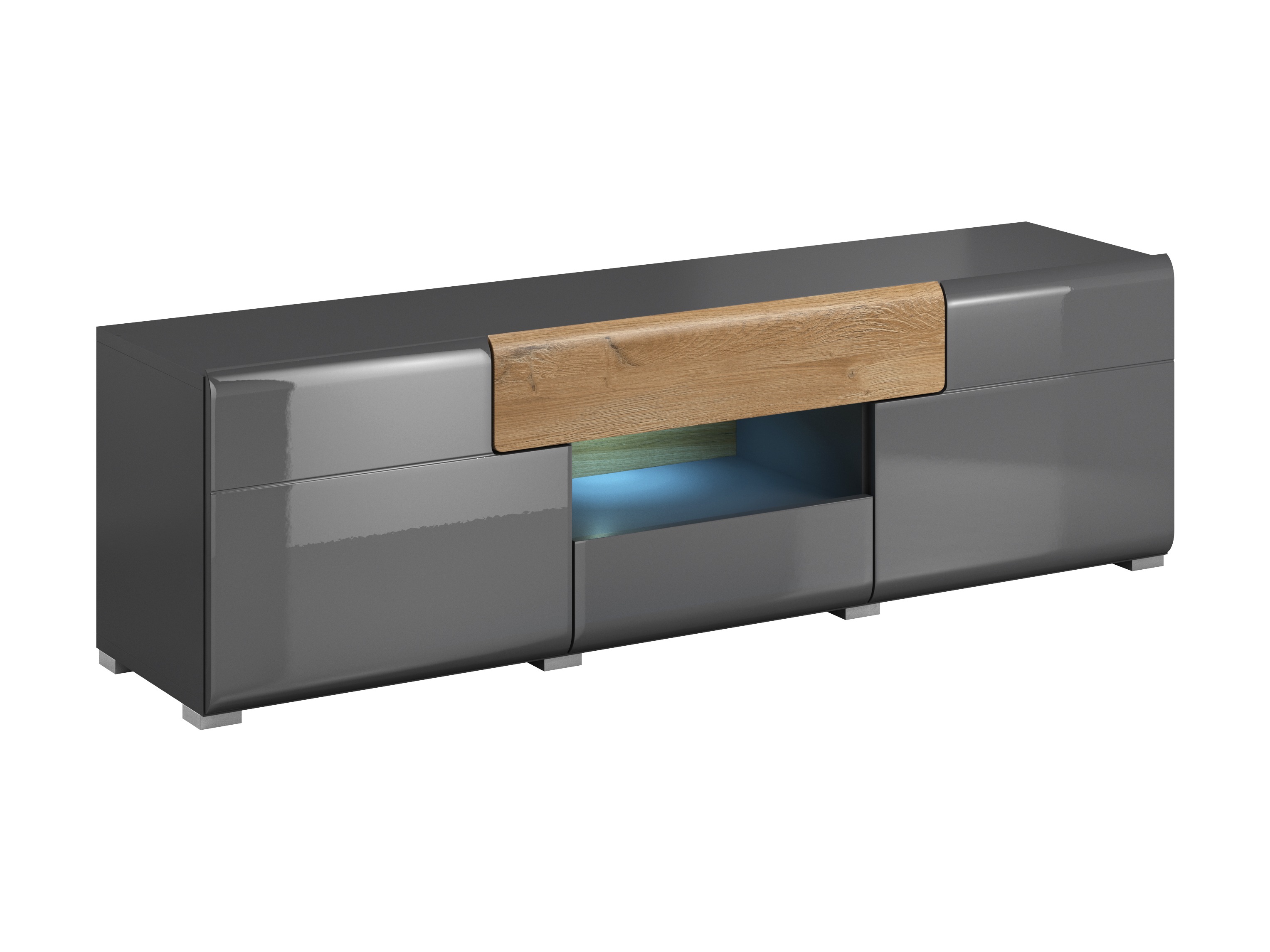 TV-Möbel Torsone 101 (Anthrazit + Gloss anthrazit + Grandson Eichenholzoptik)