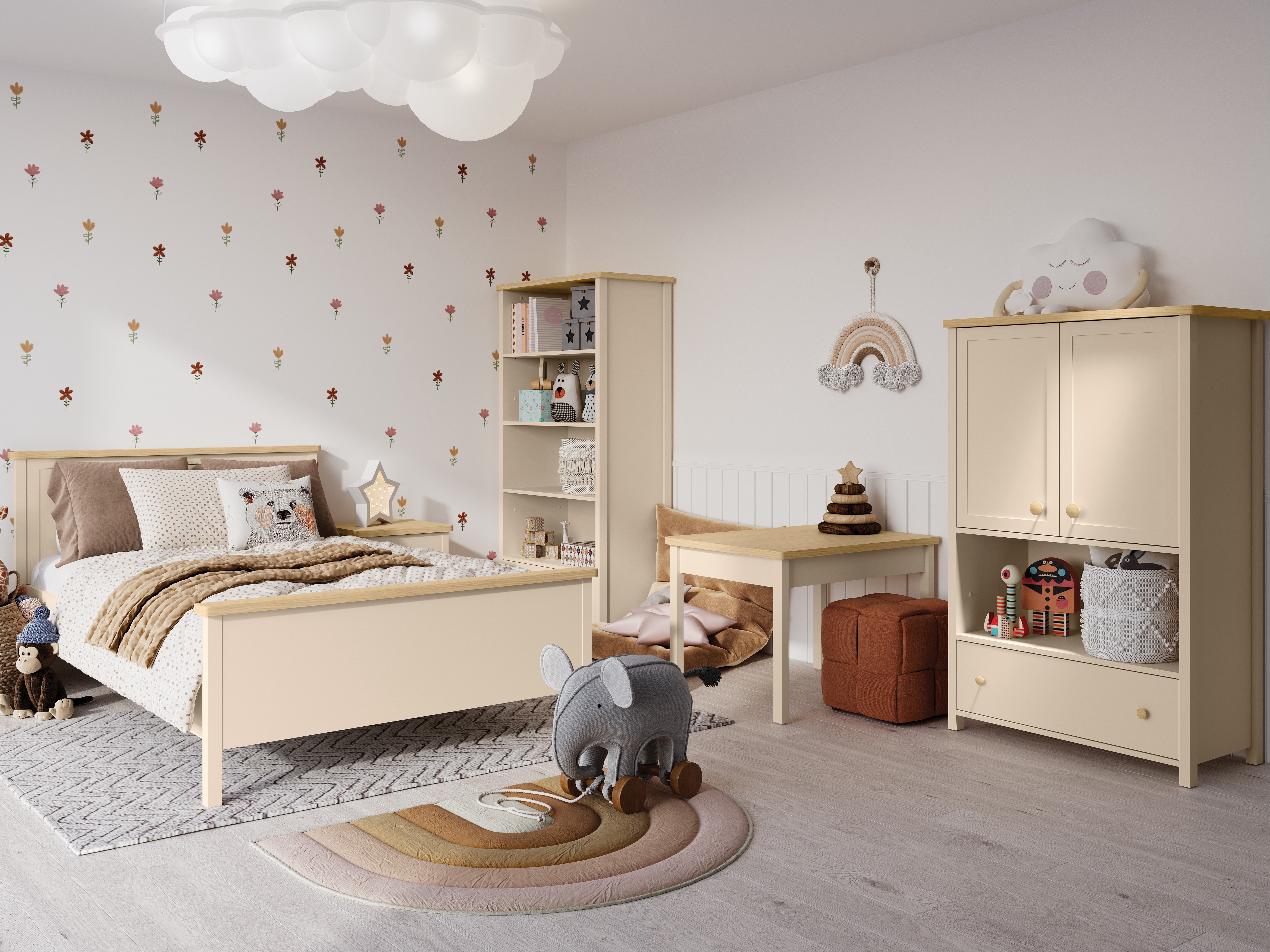 Kommode Romelbo 144 (Beige + Eiche)