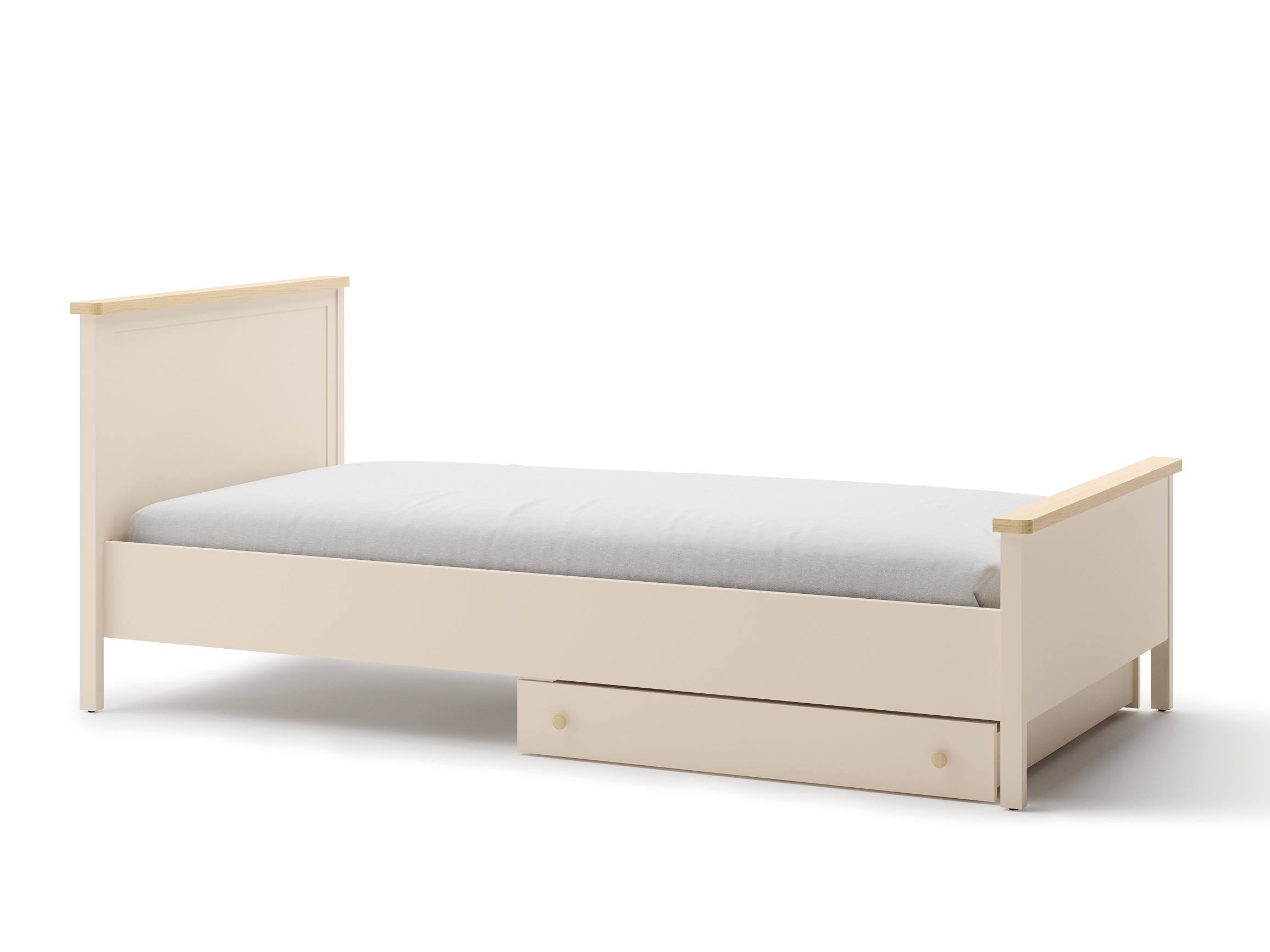 Bett Romelbo 148 (Beige + Eichenholzoptik)